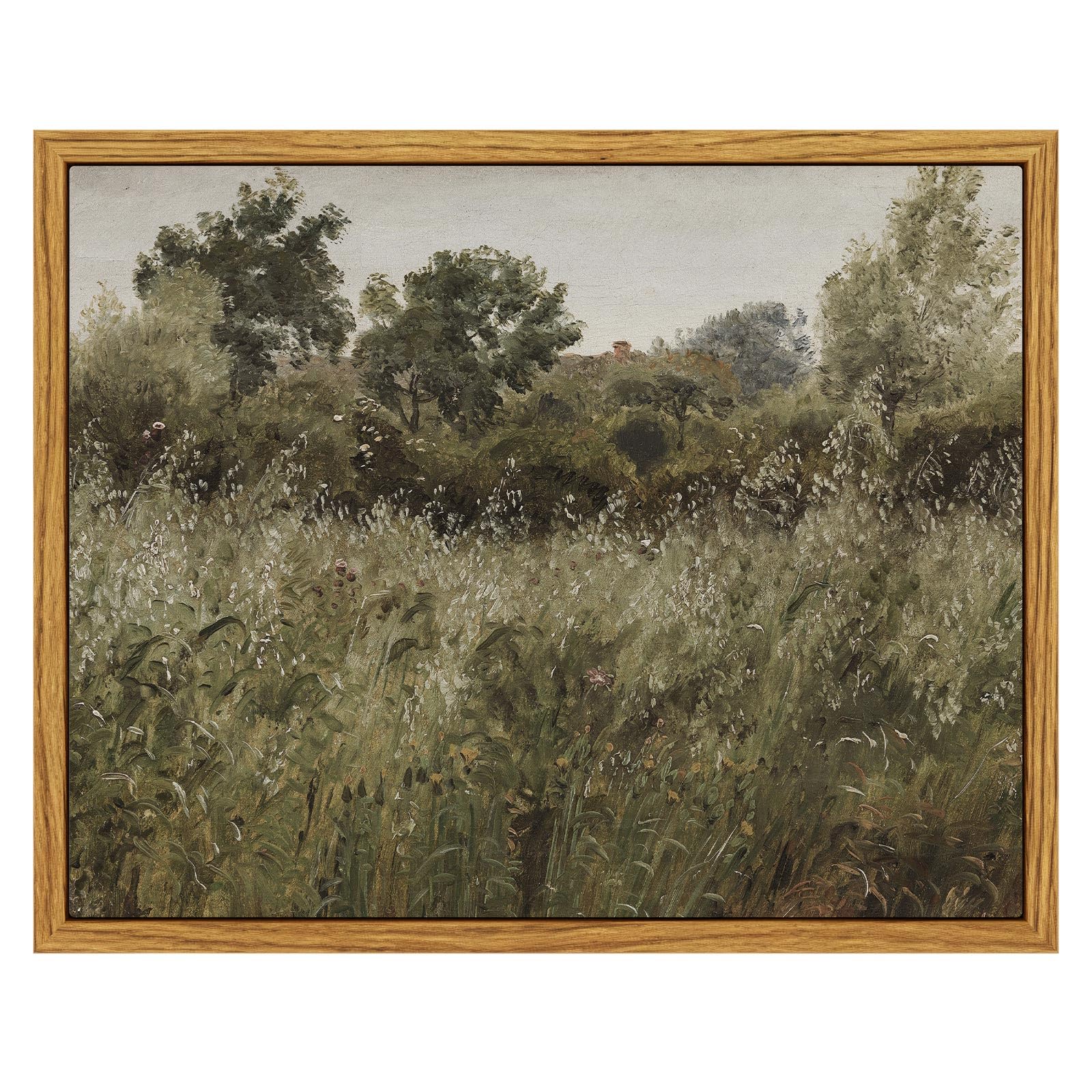 InSimSea Framed Canvas Wall Art Vintage Decor, Landscape Wall Art, Meadow with Flowers Art, Modern Farmhouse Decor, Cottagecore Bedroom Bathroom Office Decorations, 24"x36"
