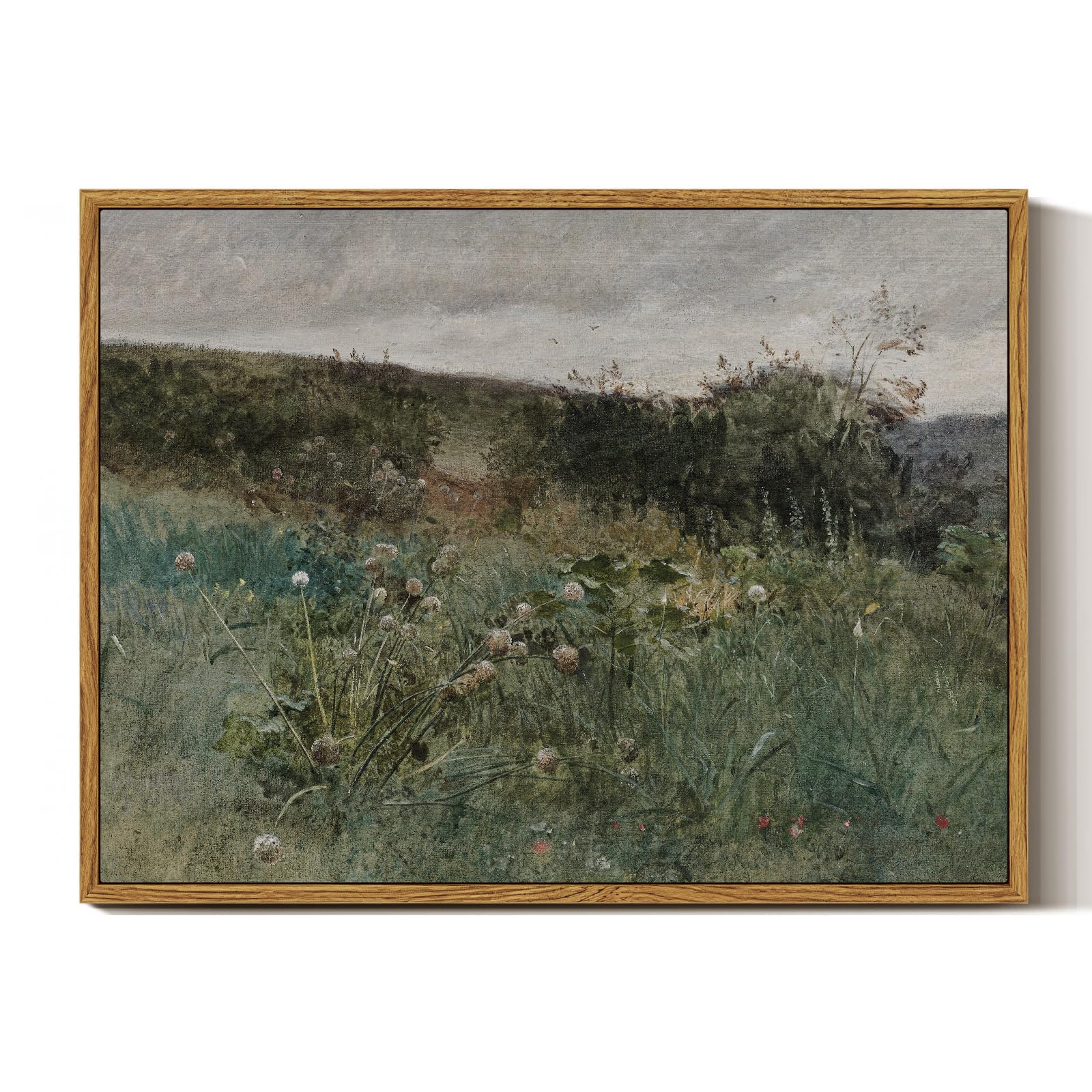 InSimSea Framed Canvas Wall Art Decor, Vintage Natue Landscape Art, Country Wilderness Painting Picture, Retro Decor for Bedroom Living Room, Office, Bathroom, Hallway, Room,12"x16"