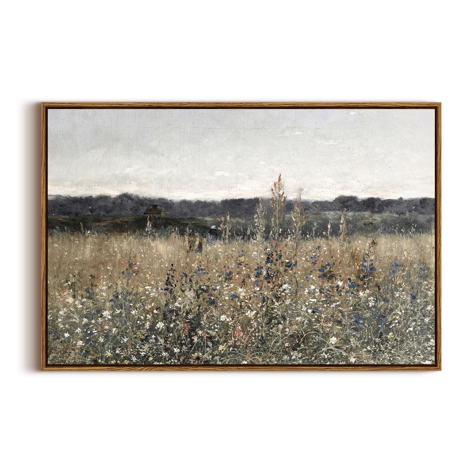 InSimSea Framed Canvas Wall Art Decor, Vintage Natue Landscape Art, Country Wilderness Painting Picture, Retro Decor for Bedroom Living Room, Office, Bathroom, Hallway, Room,12"x16"