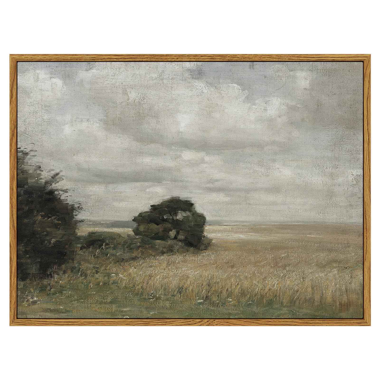 InSimSea Framed Canvas Wall Art Vintage Decor, Landscape Wall Art, Meadow with Flowers Art, Modern Farmhouse Decor, Cottagecore Bedroom Bathroom Office Decorations, 24"x36"