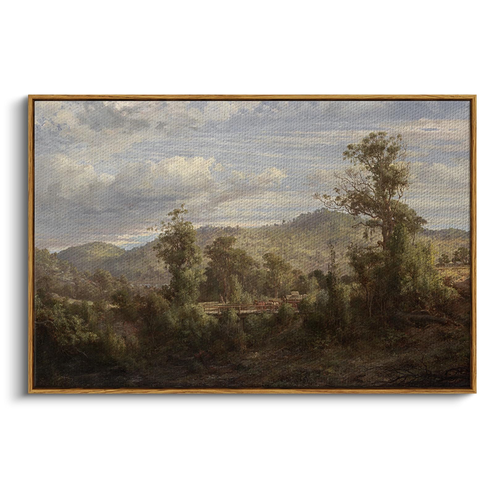 InSimSea Framed Canvas Wall Art Decor, Vintage Natue Landscape Art, Country Wilderness Painting Picture, Retro Decor for Bedroom Living Room, Office, Bathroom, Hallway, Room,12"x16"