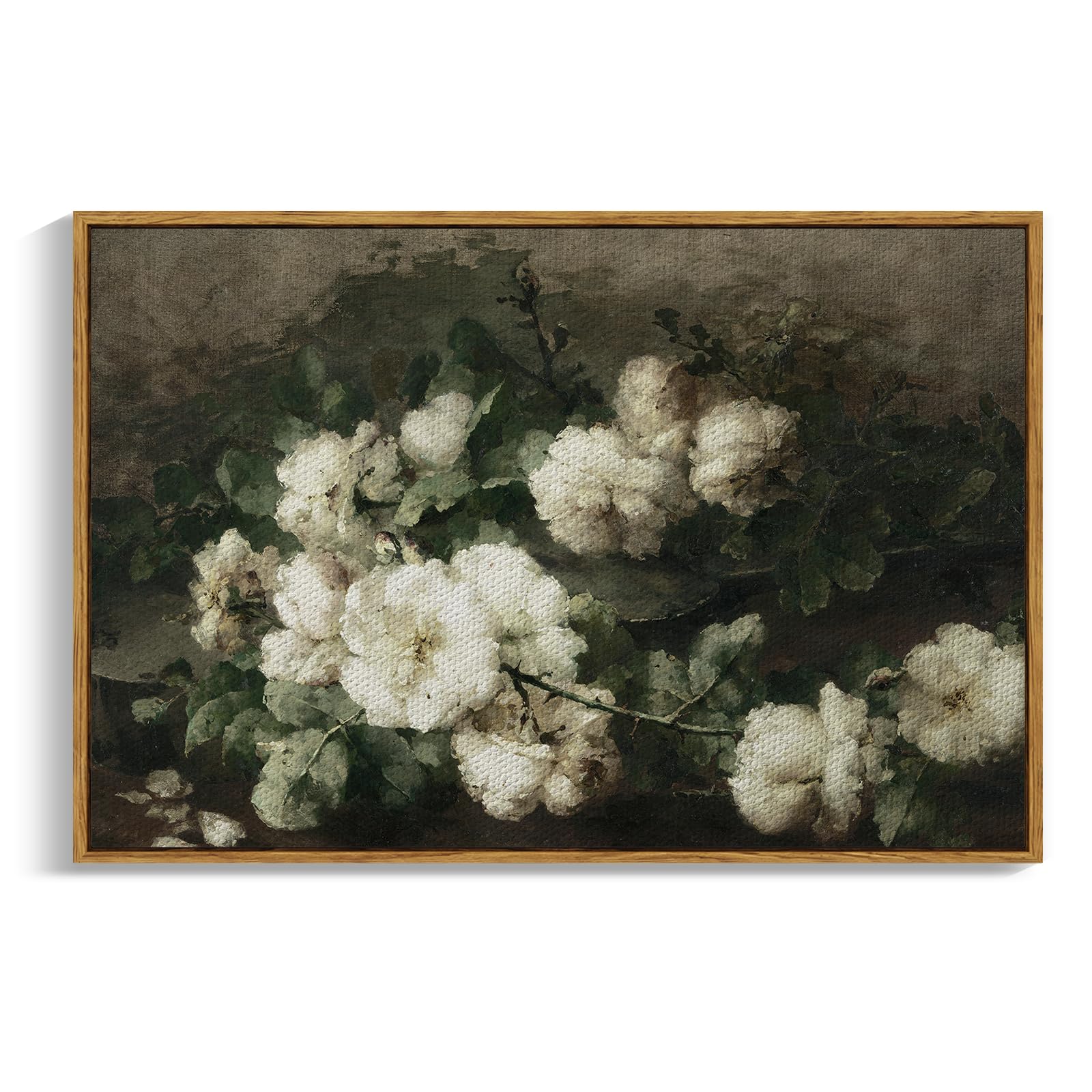 InSimSea Framed Canvas Wall Art Vintage Decor, Landscape Wall Art, Meadow with Flowers Art, Modern Farmhouse Decor, Cottagecore Bedroom Bathroom Office Decorations, 24"x36"