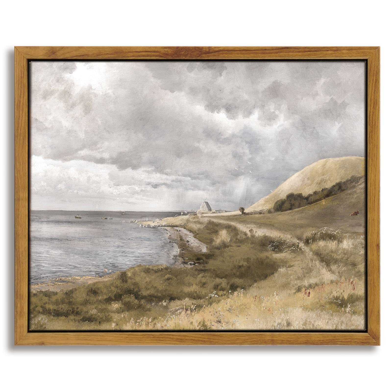 InSimSea Framed Canvas Wall Art Vintage Decor, Landscape Wall Art, Meadow with Flowers Art, Modern Farmhouse Decor, Cottagecore Bedroom Bathroom Office Decorations, 24"x36"