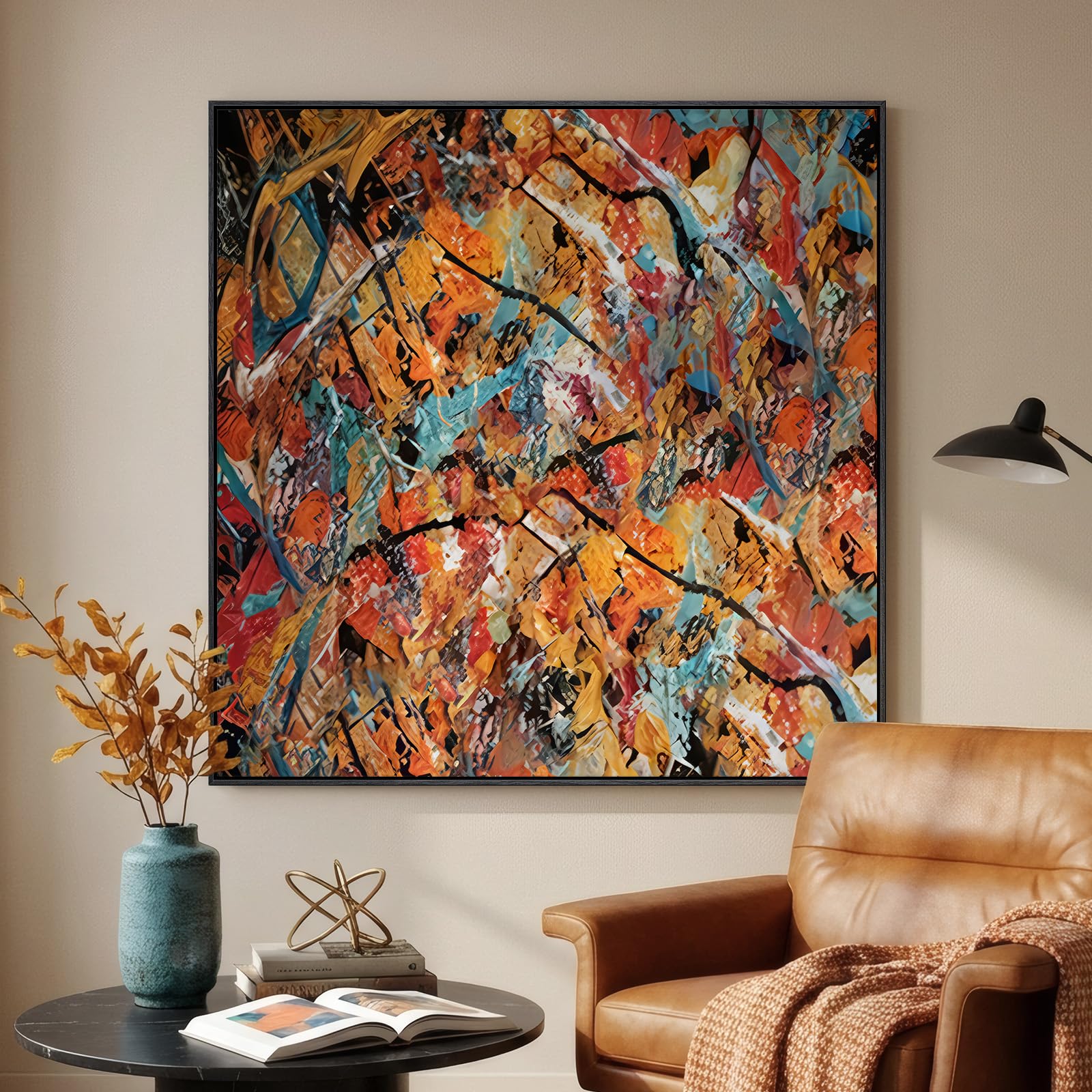 Large Framed Rustic Canvas Wall Art for Living Room, Brown Modern Abstract Landscape Prints Paintings Artwork for Walls, Horizontal Nature Pictures Wall Decor for Bedroom, Office, Farmhouse 30x60 In