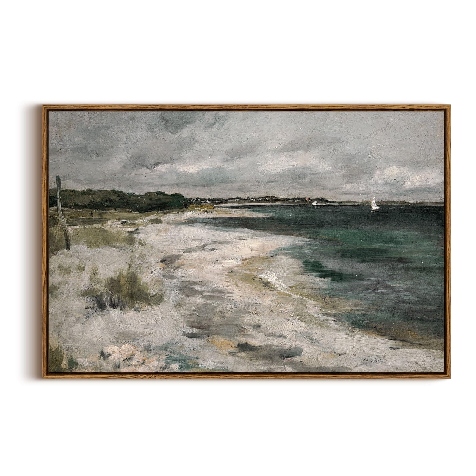 InSimSea Framed Canvas Wall Art Vintage Decor, Landscape Wall Art, Meadow with Flowers Art, Modern Farmhouse Decor, Cottagecore Bedroom Bathroom Office Decorations, 24"x36"