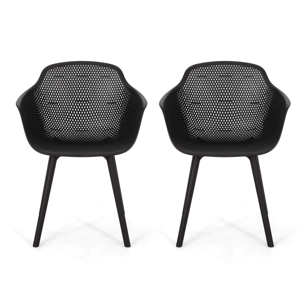 Christopher Knight Home Davina Outdoor Dining Chair (Set of 2), Polypropylene, Black