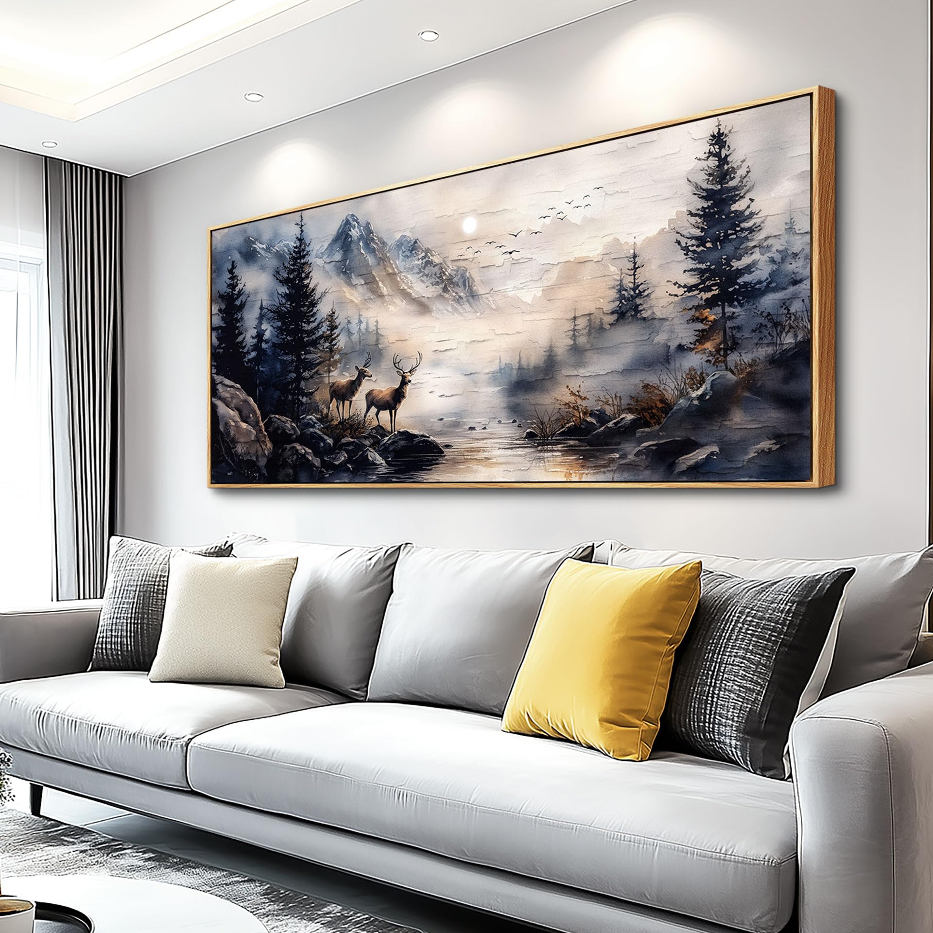 ERQINHUA Canvas Wall Art For Bedroom Wall Decorations For Living Room Modern Office Wall Decor Abstract Watercolour Painting Mountain Landscape Pictures Printed Artwork Home Decor 20"X40"