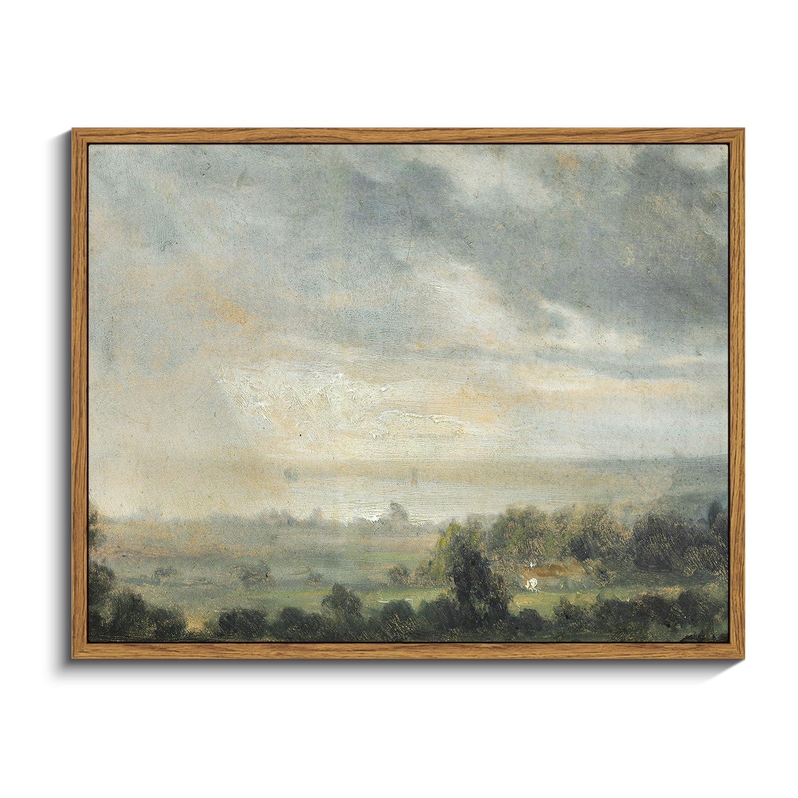 InSimSea Framed Canvas Wall Art Decor, Vintage Natue Landscape Art, Country Wilderness Painting Picture, Retro Decor for Bedroom Living Room, Office, Bathroom, Hallway, Room,12"x16"