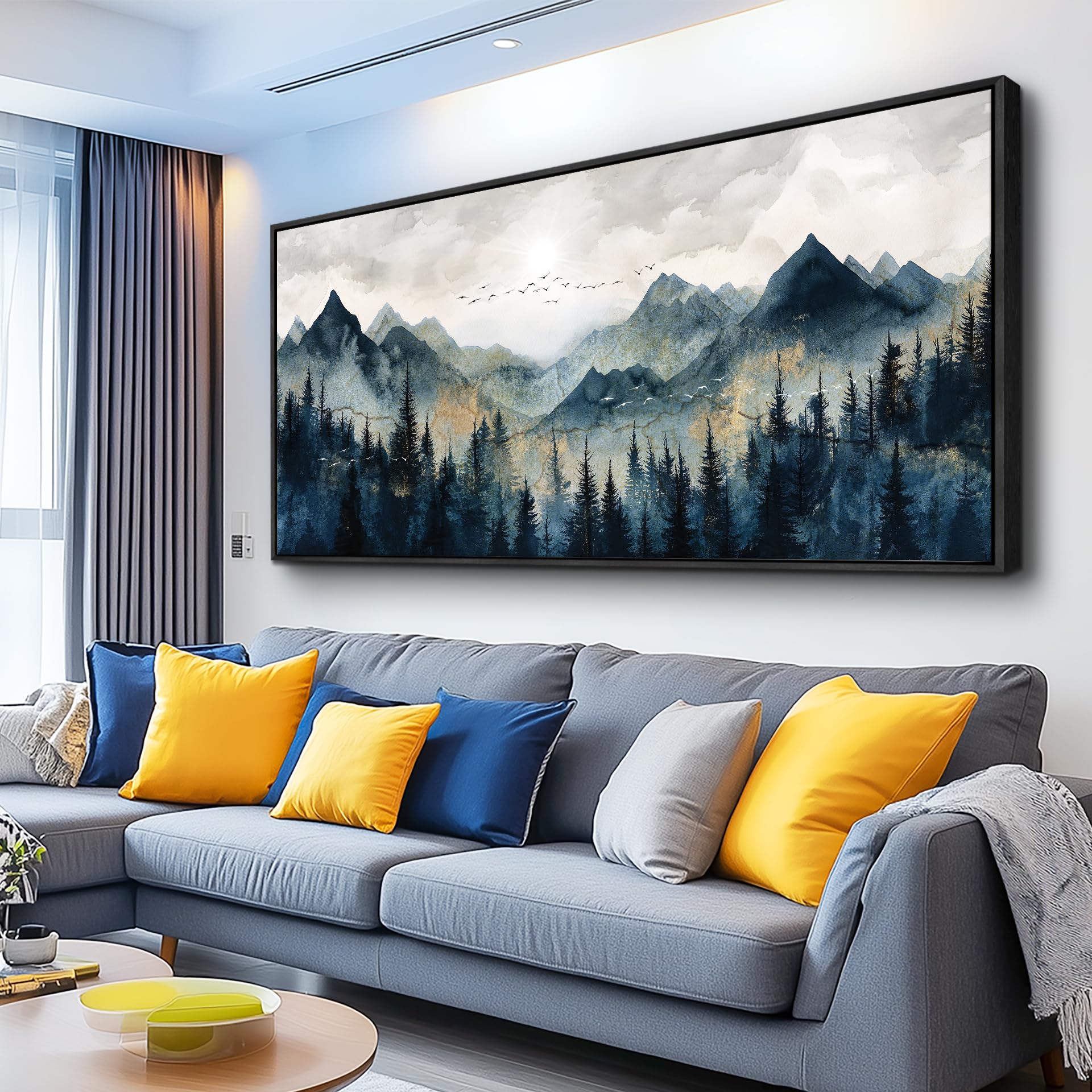 ERQINHUA Canvas Wall Art For Bedroom Wall Decorations For Living Room Modern Office Wall Decor Abstract Watercolour Painting Mountain Landscape Pictures Printed Artwork Home Decor 20"X40"