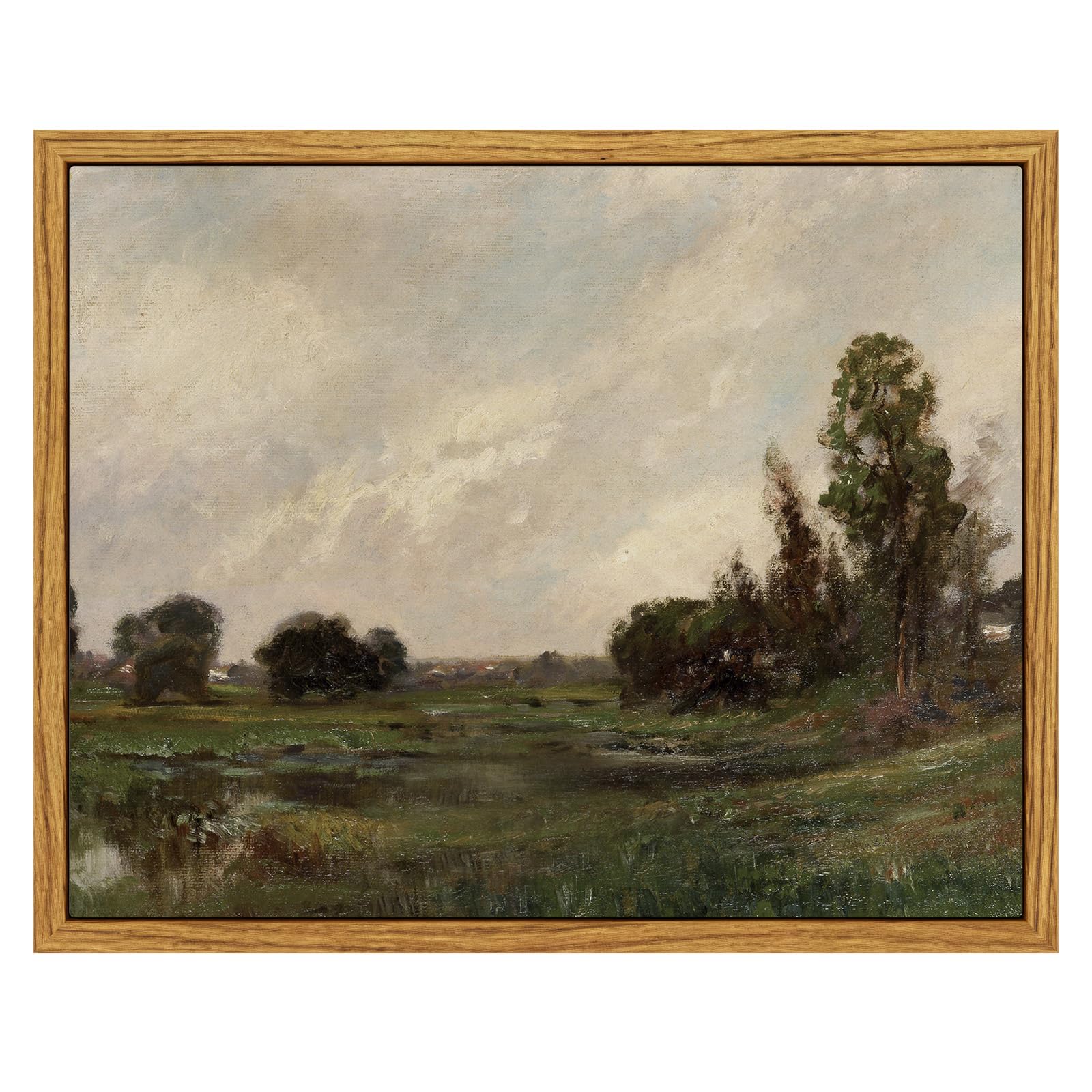 InSimSea Framed Canvas Wall Art Decor, Vintage Natue Landscape Art, Country Wilderness Painting Picture, Retro Decor for Bedroom Living Room, Office, Bathroom, Hallway, Room,12"x16"