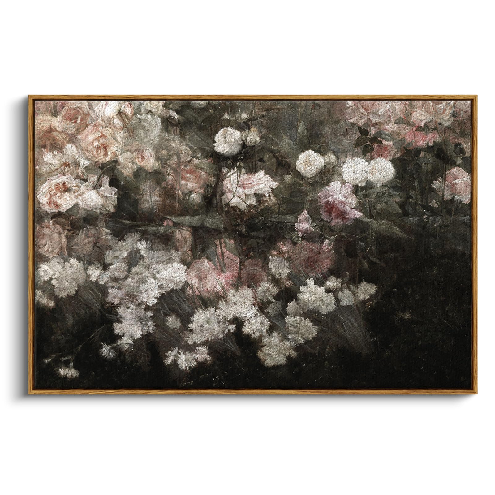 InSimSea Framed Canvas Wall Art Vintage Decor, Landscape Wall Art, Meadow with Flowers Art, Modern Farmhouse Decor, Cottagecore Bedroom Bathroom Office Decorations, 24"x36"