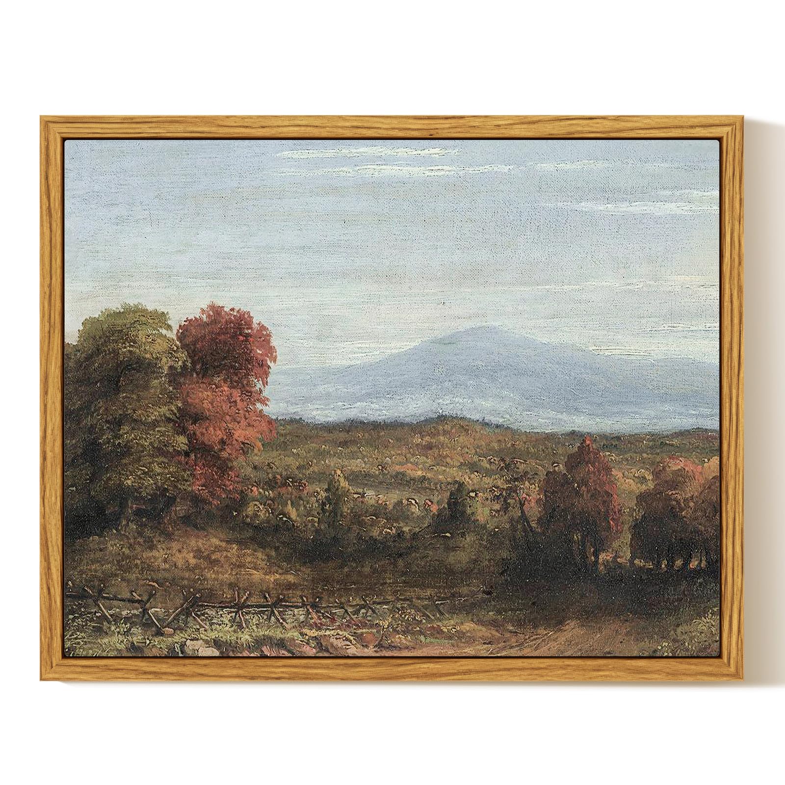 InSimSea Framed Canvas Wall Art Decor, Vintage Natue Landscape Art, Country Wilderness Painting Picture, Retro Decor for Bedroom Living Room, Office, Bathroom, Hallway, Room,12"x16"