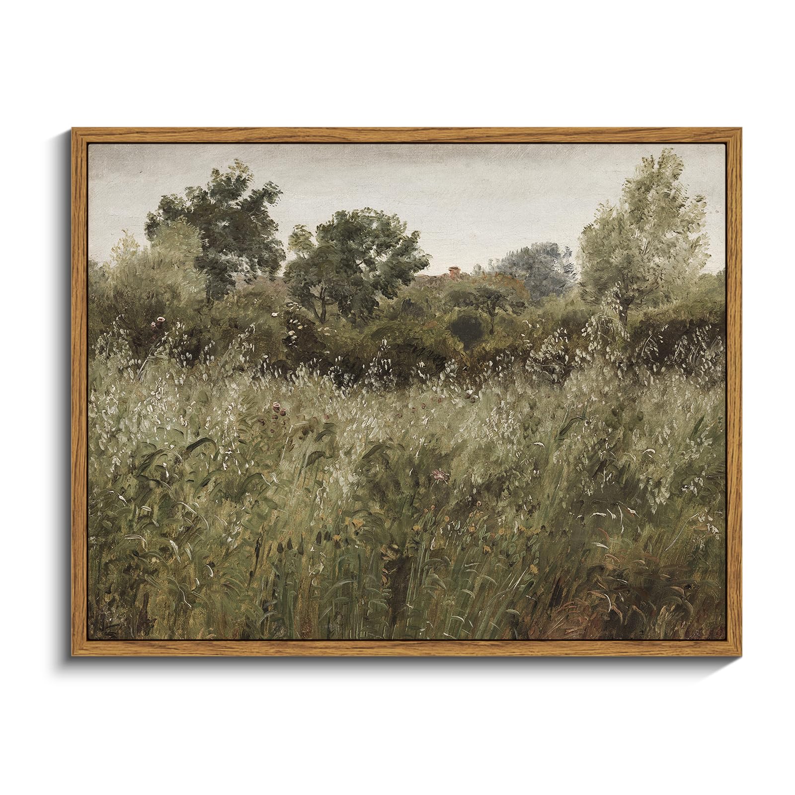 InSimSea Framed Canvas Wall Art Decor, Vintage Natue Landscape Art, Country Wilderness Painting Picture, Retro Decor for Bedroom Living Room, Office, Bathroom, Hallway, Room,12"x16"
