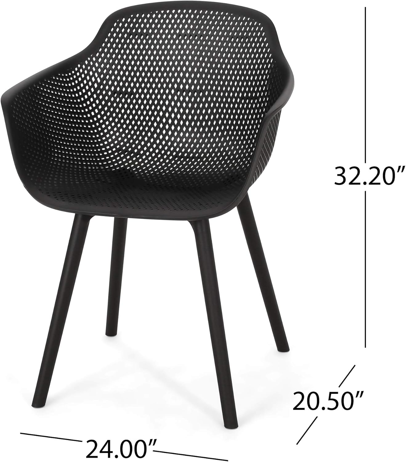 Christopher Knight Home Davina Outdoor Dining Chair (Set of 2), Polypropylene, Black