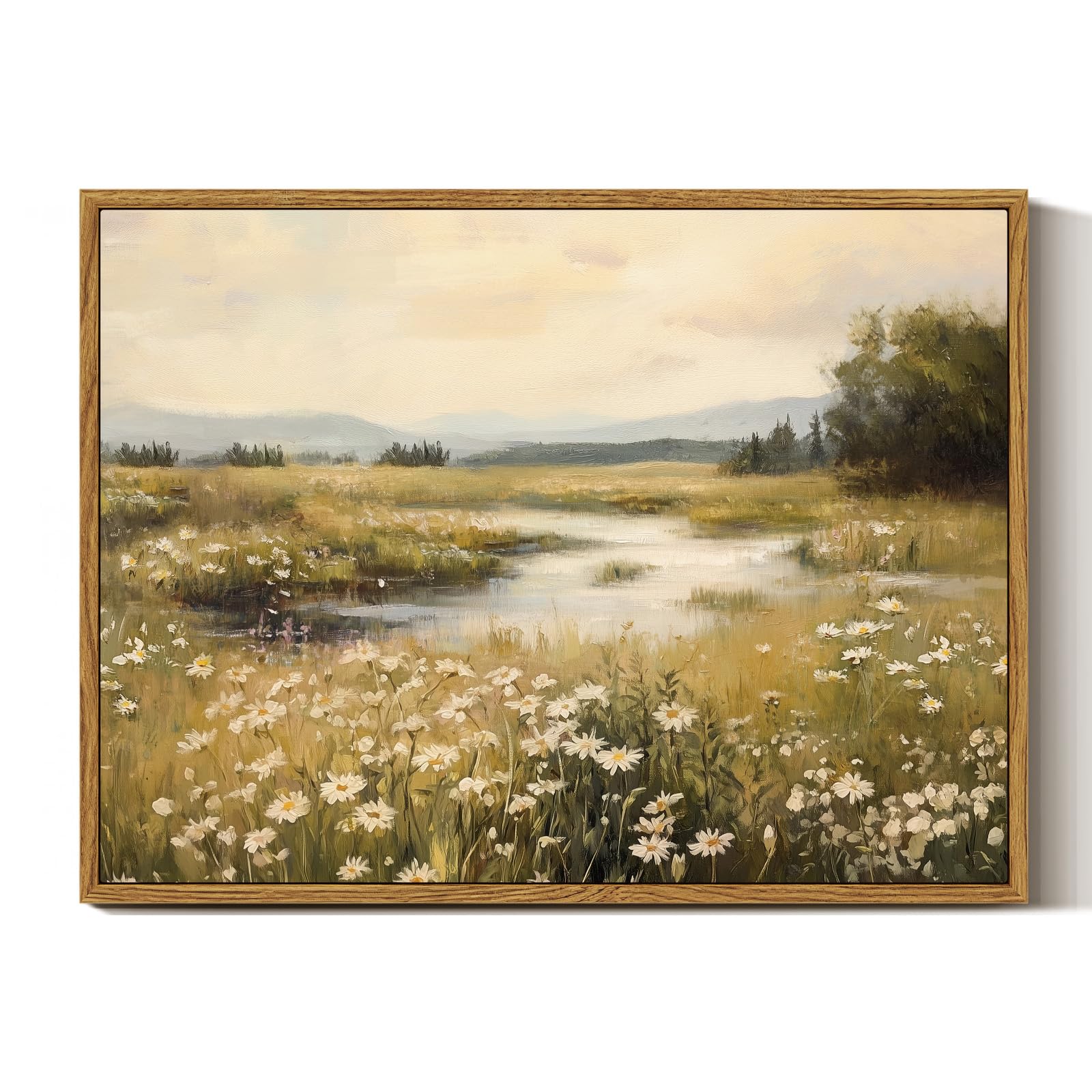 InSimSea Framed Canvas Wall Art Decor, Vintage Natue Landscape Art, Country Wilderness Painting Picture, Retro Decor for Bedroom Living Room, Office, Bathroom, Hallway, Room,12"x16"
