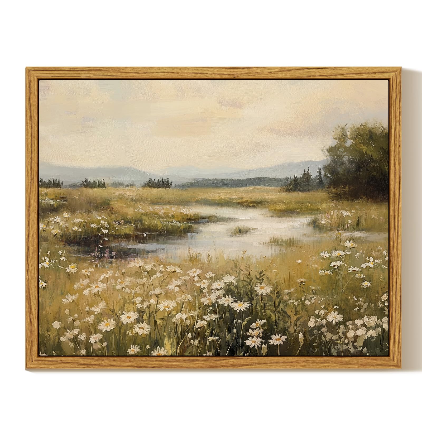 InSimSea Framed Canvas Wall Art Decor, Vintage Natue Landscape Art, Country Wilderness Painting Picture, Retro Decor for Bedroom Living Room, Office, Bathroom, Hallway, Room,12"x16"