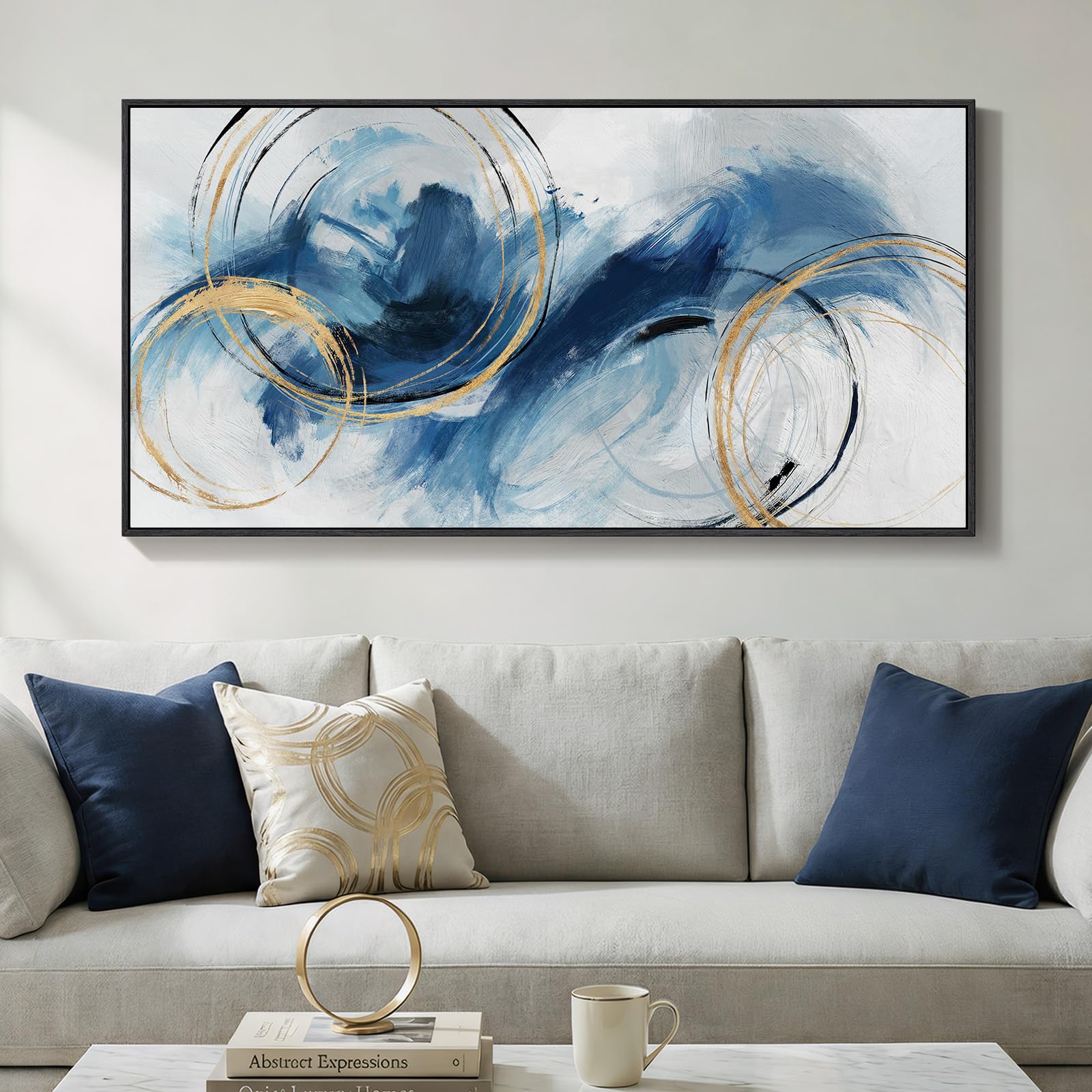 Large Framed Rustic Canvas Wall Art for Living Room, Brown Modern Abstract Landscape Prints Paintings Artwork for Walls, Horizontal Nature Pictures Wall Decor for Bedroom, Office, Farmhouse 30x60 In