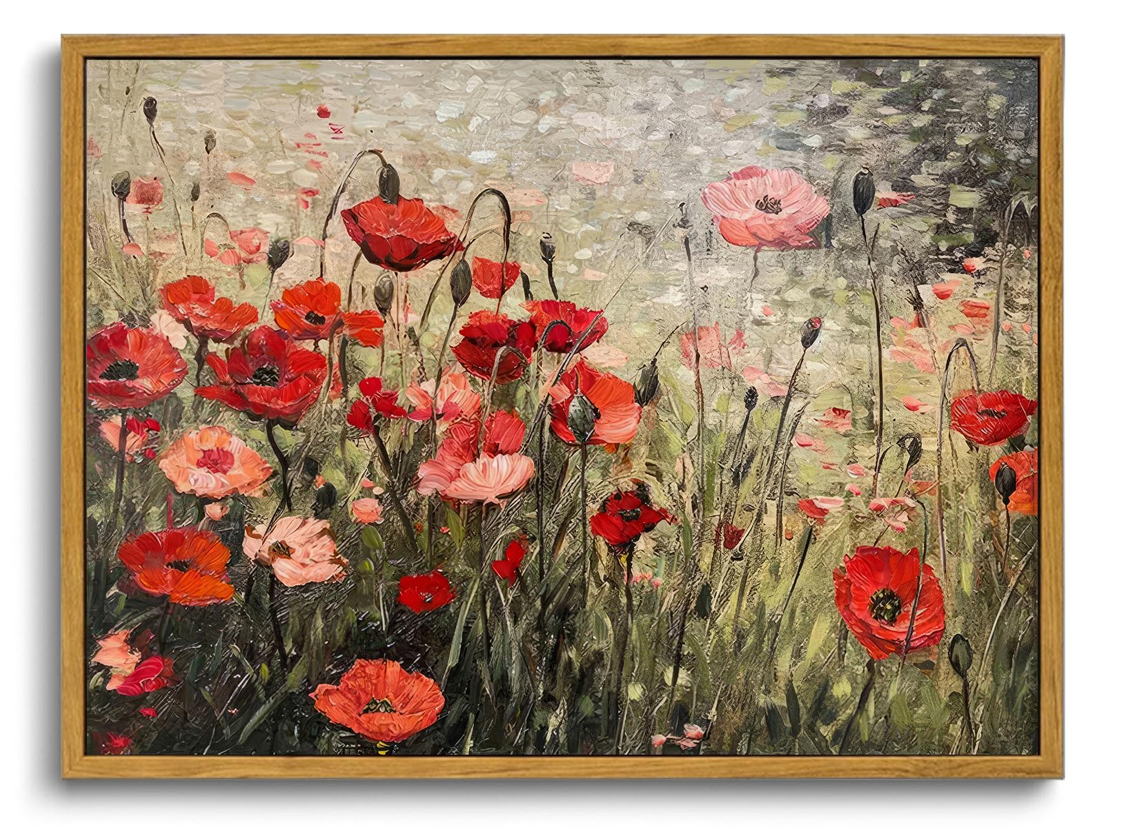 OIQArtOIQ Framed Canvas Wall Art,Vintage Decor,Landscape Nature Country Wildflower Paintings Farmhouse Pictures Modern Artwork Rustic Fall Flower Prints Cottagecore Office Living Room Bedroom Bathroom