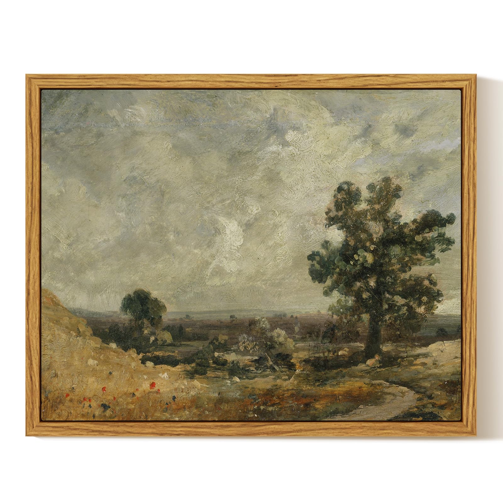 InSimSea Framed Canvas Wall Art Decor, Vintage Natue Landscape Art, Country Wilderness Painting Picture, Retro Decor for Bedroom Living Room, Office, Bathroom, Hallway, Room,12"x16"