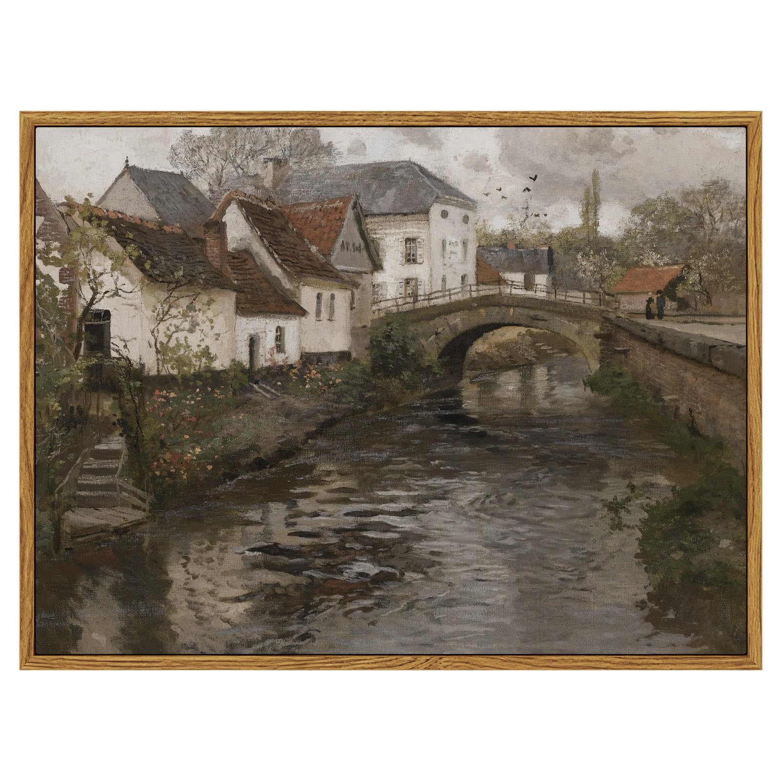InSimSea Framed Canvas Wall Art Decor, Vintage Natue Landscape Art, Country Wilderness Painting Picture, Retro Decor for Bedroom Living Room, Office, Bathroom, Hallway, Room,12"x16"