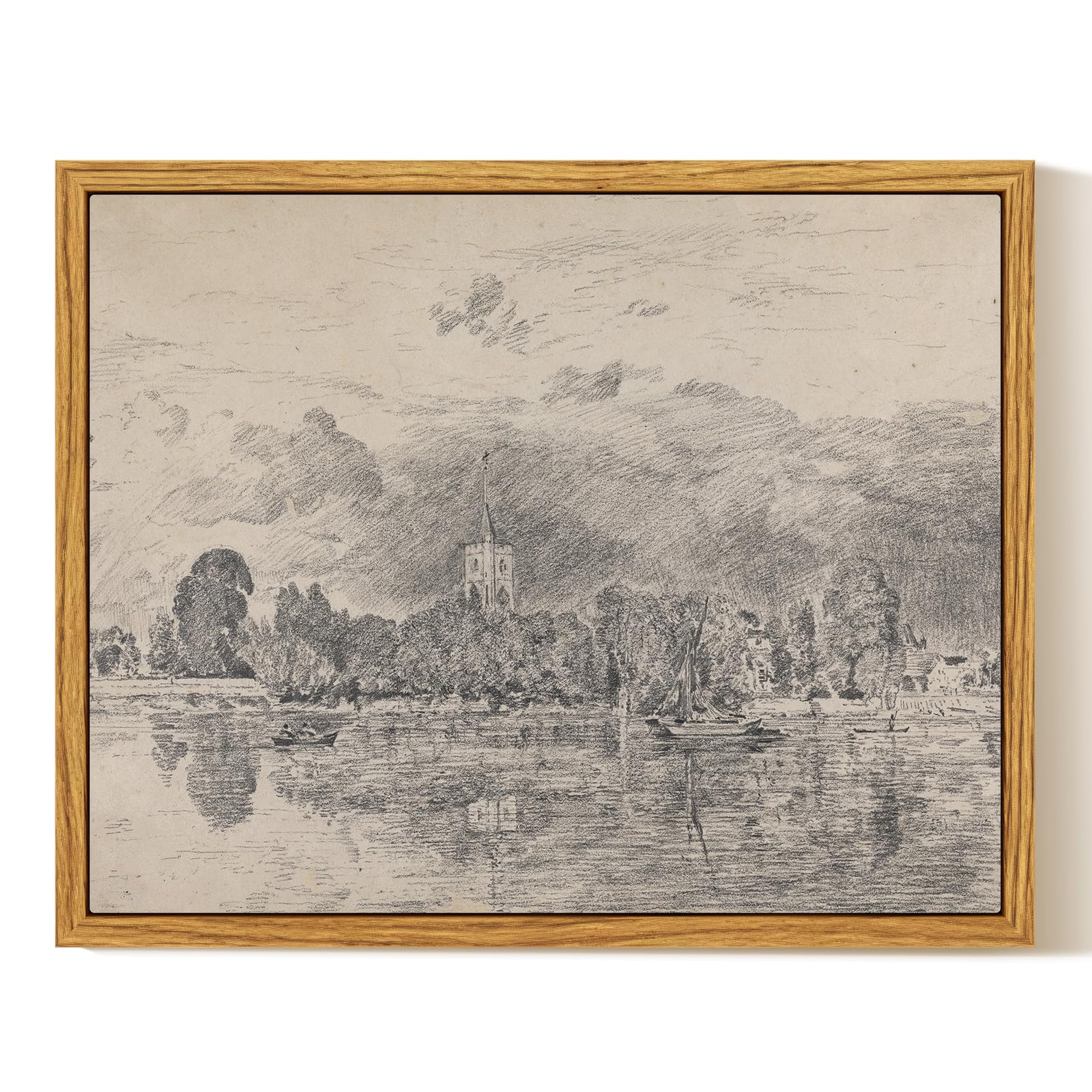 InSimSea Framed Canvas Wall Art Decor, Vintage Natue Landscape Art, Country Wilderness Painting Picture, Retro Decor for Bedroom Living Room, Office, Bathroom, Hallway, Room,12"x16"