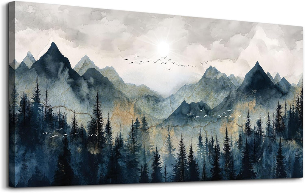 ERQINHUA Canvas Wall Art For Bedroom Wall Decorations For Living Room Modern Office Wall Decor Abstract Watercolour Painting Mountain Landscape Pictures Printed Artwork Home Decor 20"X40"