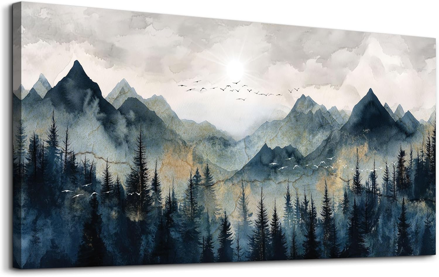 ERQINHUA Canvas Wall Art For Bedroom Wall Decorations For Living Room Modern Office Wall Decor Abstract Watercolour Painting Mountain Landscape Pictures Printed Artwork Home Decor 20"X40"