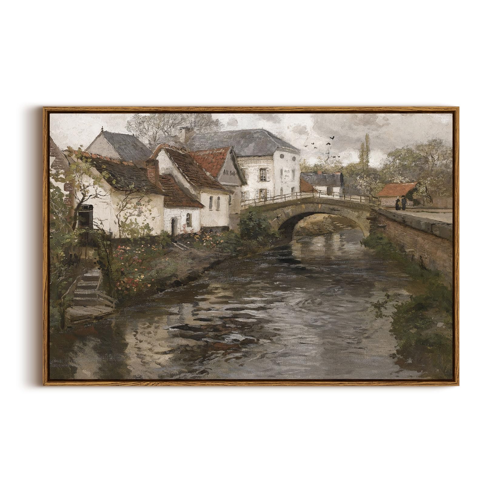 InSimSea Framed Canvas Wall Art Decor, Vintage Natue Landscape Art, Country Wilderness Painting Picture, Retro Decor for Bedroom Living Room, Office, Bathroom, Hallway, Room,12"x16"