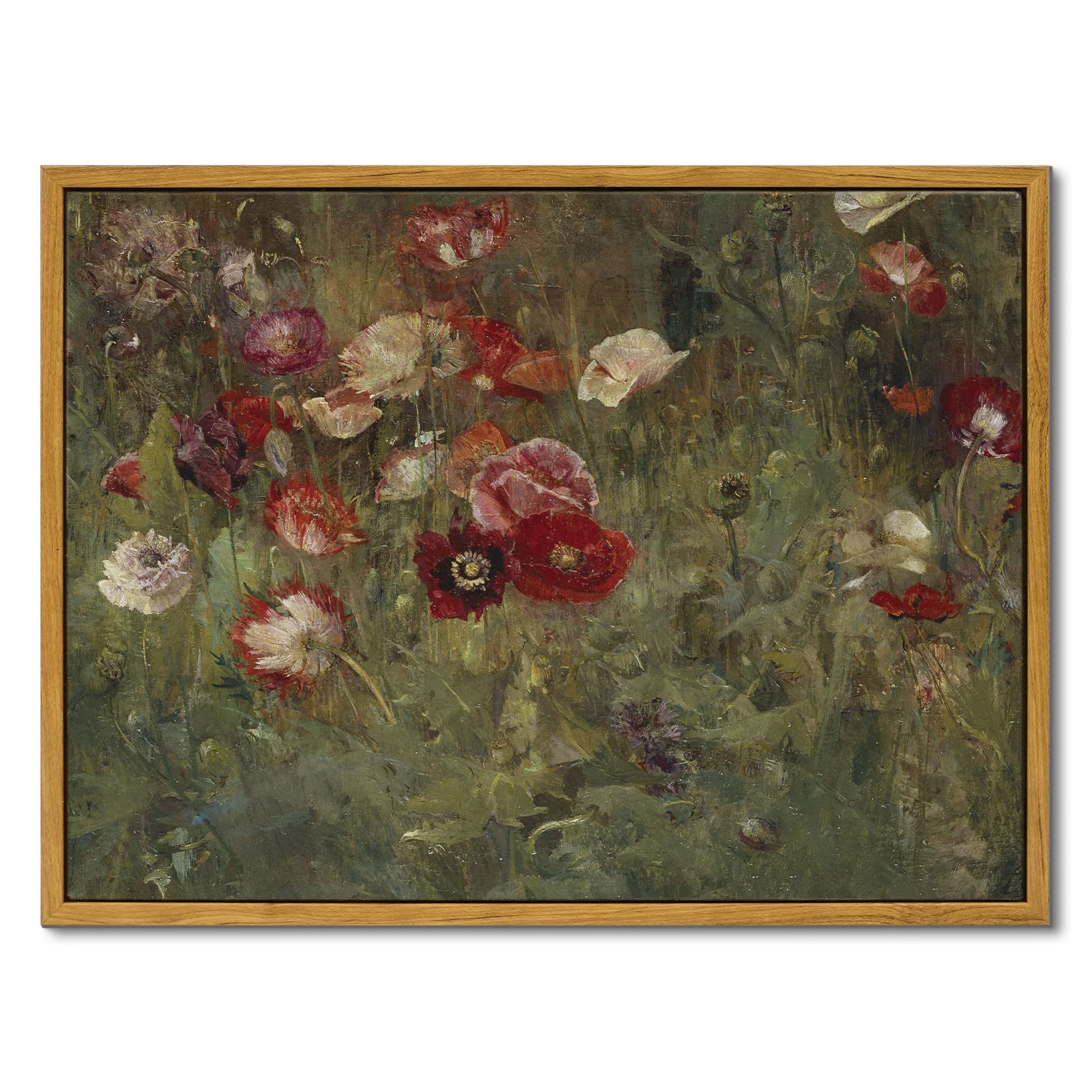 InSimSea Framed Canvas Wall Art Vintage Decor, Landscape Wall Art, Meadow with Flowers Art, Modern Farmhouse Decor, Cottagecore Bedroom Bathroom Office Decorations, 24"x36"