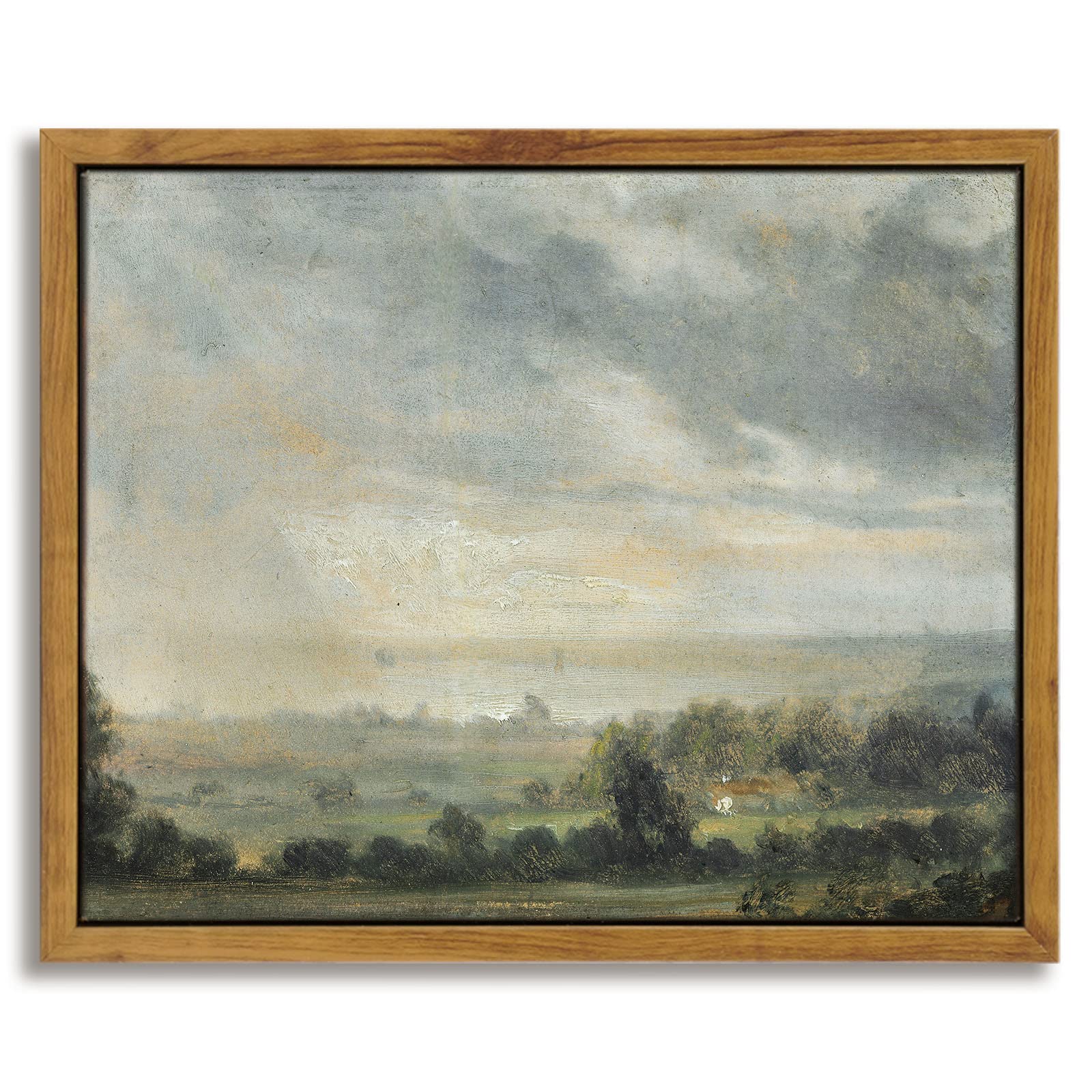 InSimSea Framed Canvas Wall Art Vintage Decor, Landscape Wall Art, Meadow with Flowers Art, Modern Farmhouse Decor, Cottagecore Bedroom Bathroom Office Decorations, 24"x36"