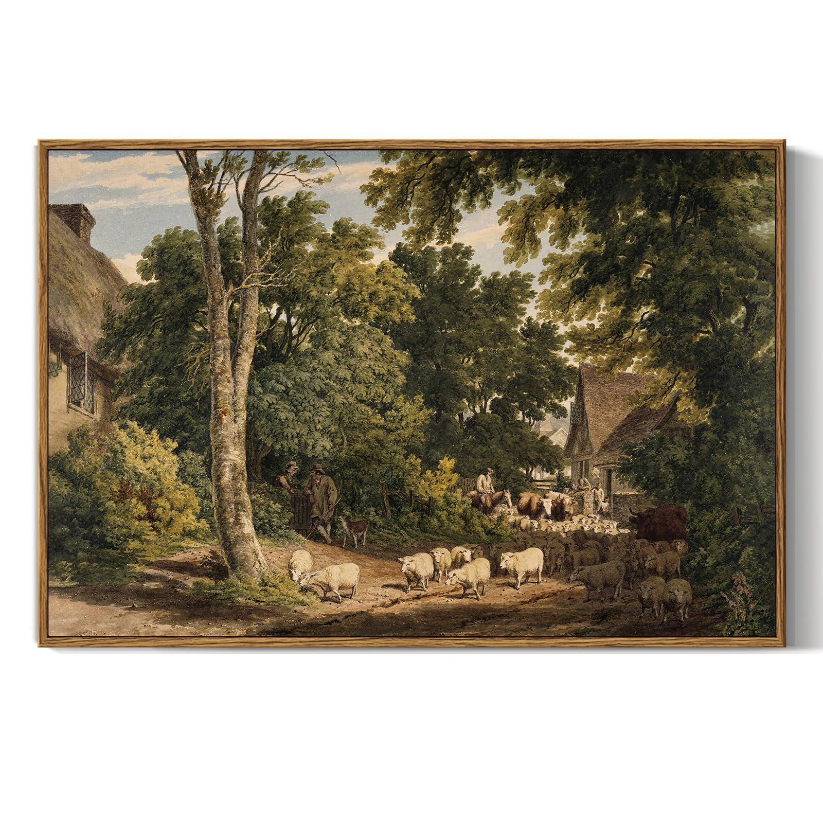 InSimSea Framed Canvas Wall Art Decor, Vintage Natue Landscape Art, Country Wilderness Painting Picture, Retro Decor for Bedroom Living Room, Office, Bathroom, Hallway, Room,12"x16"