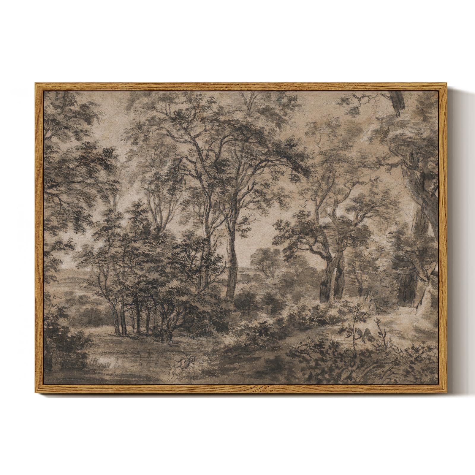 InSimSea Framed Canvas Wall Art Decor, Vintage Natue Landscape Art, Country Wilderness Painting Picture, Retro Decor for Bedroom Living Room, Office, Bathroom, Hallway, Room,12"x16"