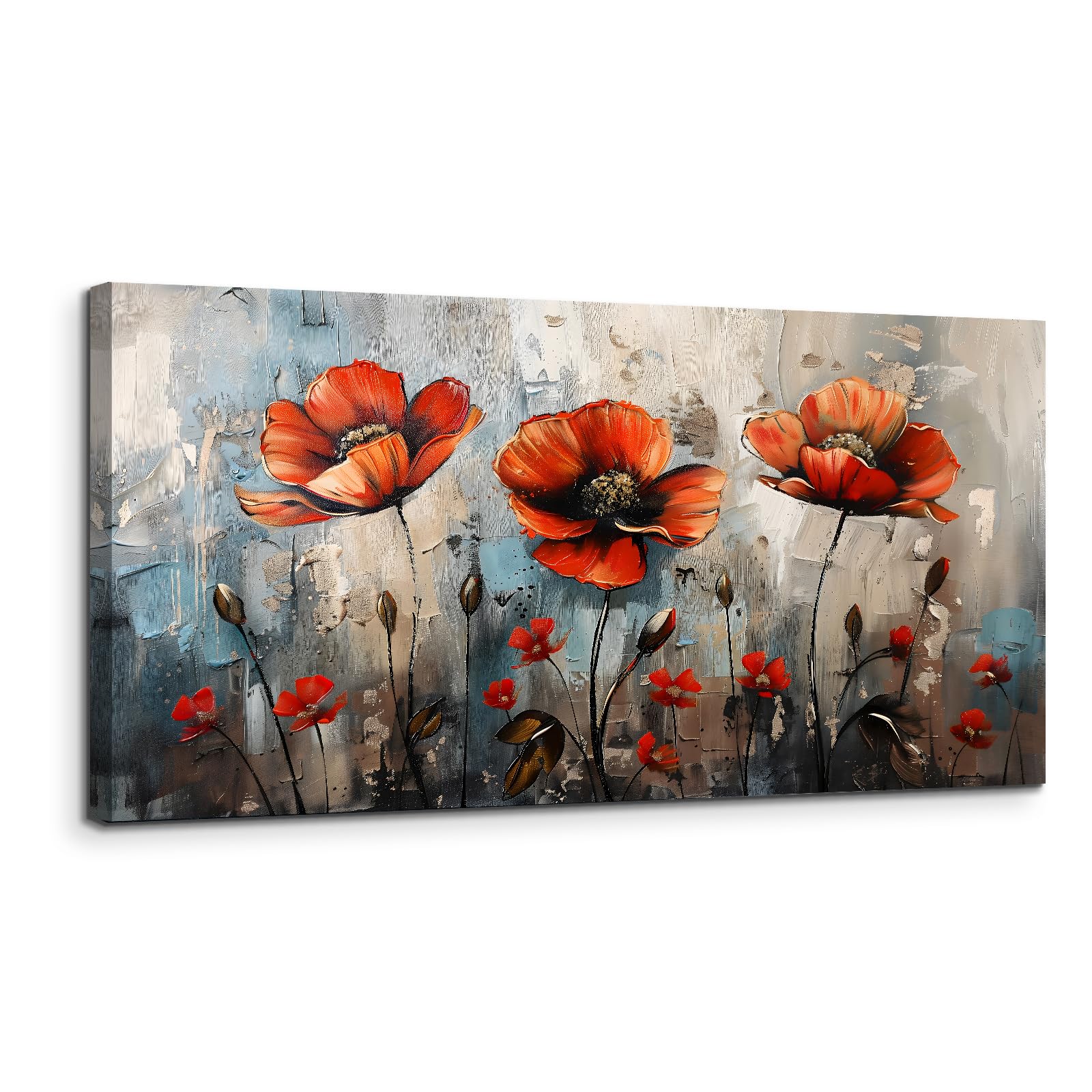 SERIMINO Large Wall Art Prints, Rural Landscape Wall Decor, Meadow Wildflower Canvas Painting, River Cottage Pictures Home Decor Living Room Bedroom, Green Scenery Farmhouse Decor Artwork 20"X40"