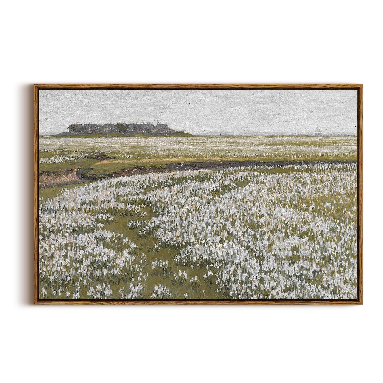 InSimSea Framed Canvas Wall Art Decor, Vintage Natue Landscape Art, Country Wilderness Painting Picture, Retro Decor for Bedroom Living Room, Office, Bathroom, Hallway, Room,12"x16"