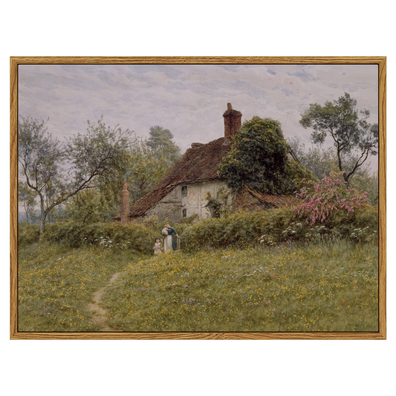 InSimSea Framed Canvas Wall Art Decor, Vintage Natue Landscape Art, Country Wilderness Painting Picture, Retro Decor for Bedroom Living Room, Office, Bathroom, Hallway, Room,12"x16"