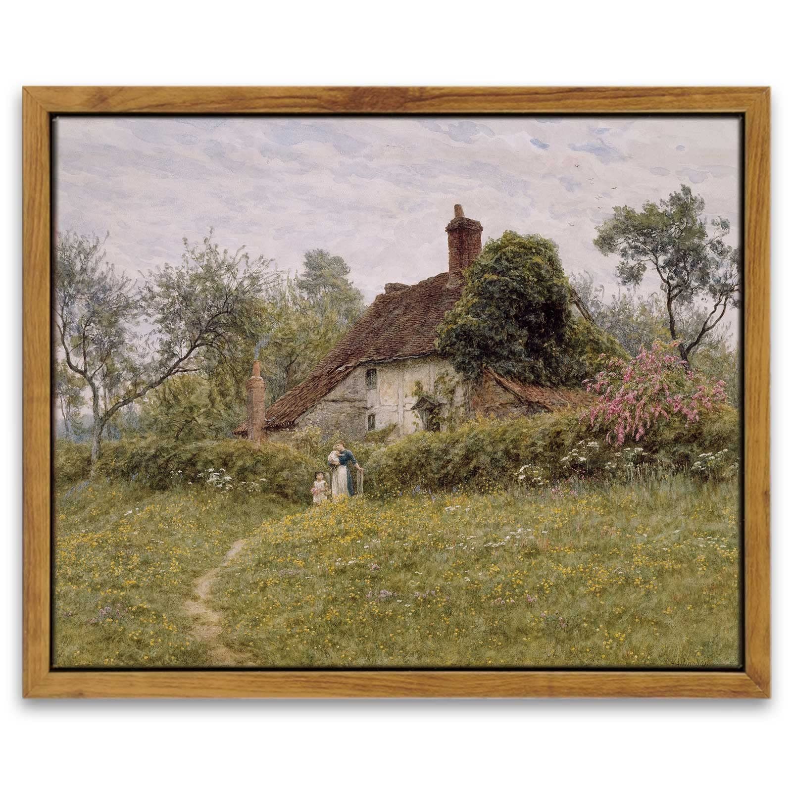 InSimSea Framed Canvas Wall Art Decor, Vintage Natue Landscape Art, Country Wilderness Painting Picture, Retro Decor for Bedroom Living Room, Office, Bathroom, Hallway, Room,12"x16"