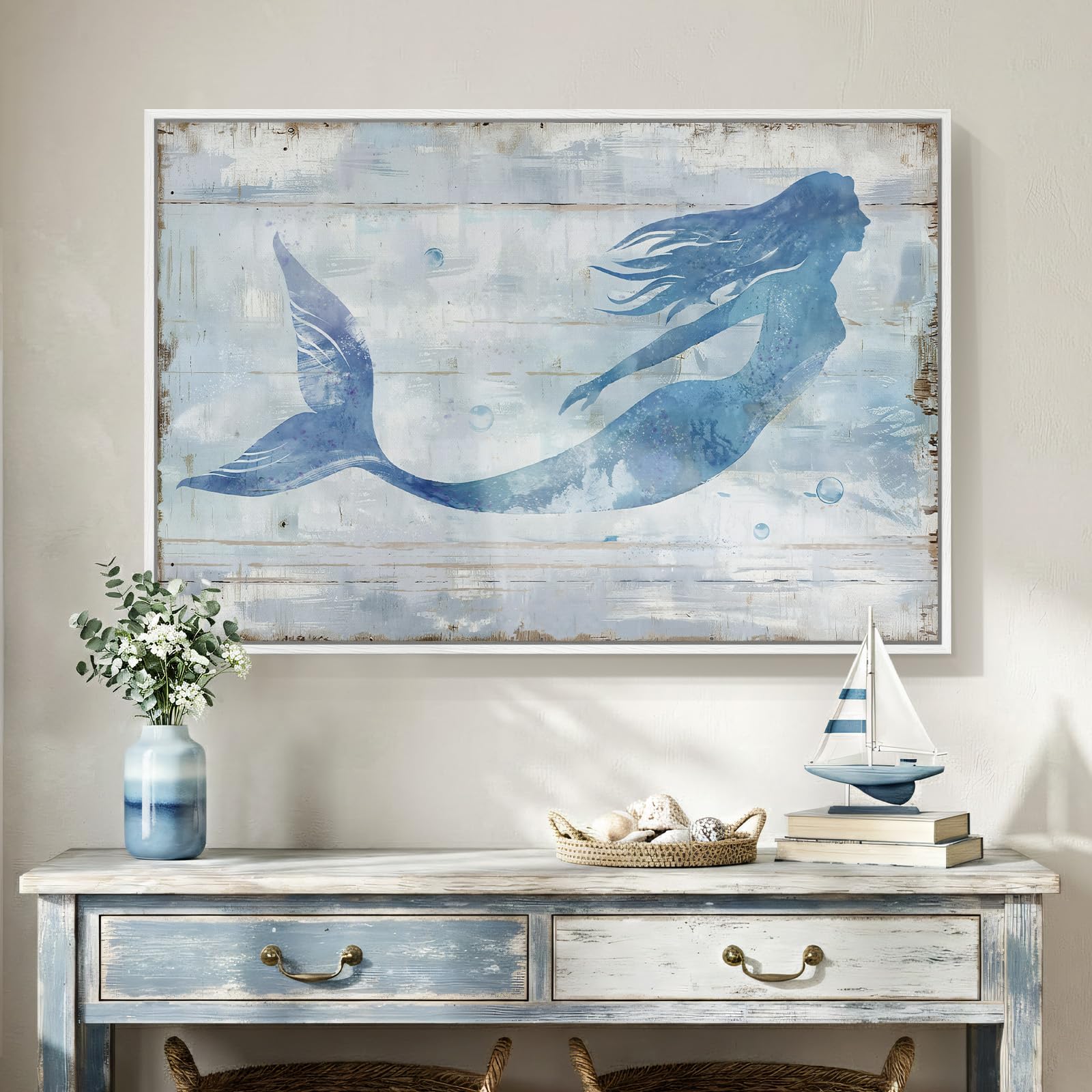Framed Neutral Coastal Beach Canvas Wall Art, Abstract Landscape Canvas Prints Paintings for Walls, Large Beige Minimalist Pictures Wall Decor for Bedroom Dining Room Bathroom Living Room 24x36 In