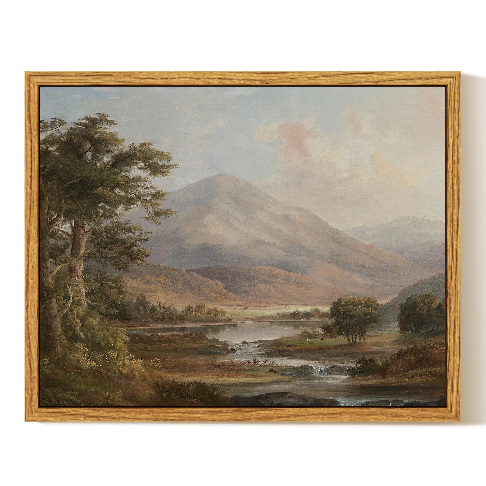 InSimSea Framed Canvas Wall Art Decor, Vintage Natue Landscape Art, Country Wilderness Painting Picture, Retro Decor for Bedroom Living Room, Office, Bathroom, Hallway, Room,12"x16"