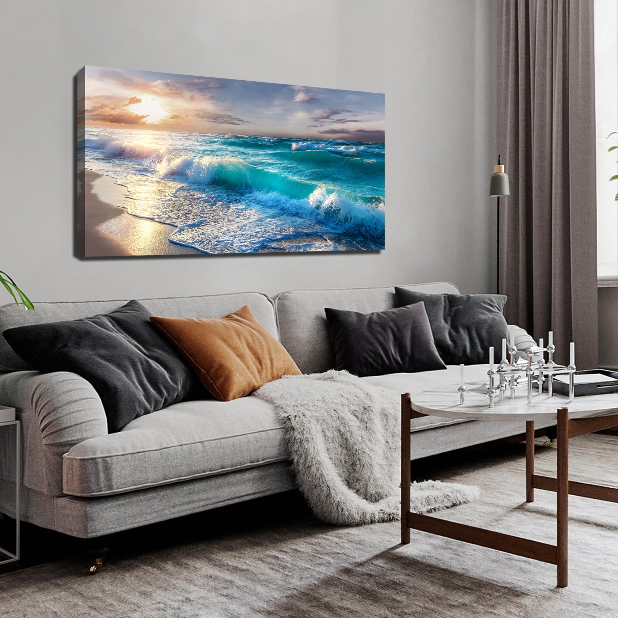 GUGIKA Landscape Wall Art for Living Room, Mountain and Lake Wall-Decor for Bedroom, Natural Scenery Canvas Prints Pictures for Hallway Office, Size 40 x 20 Inches