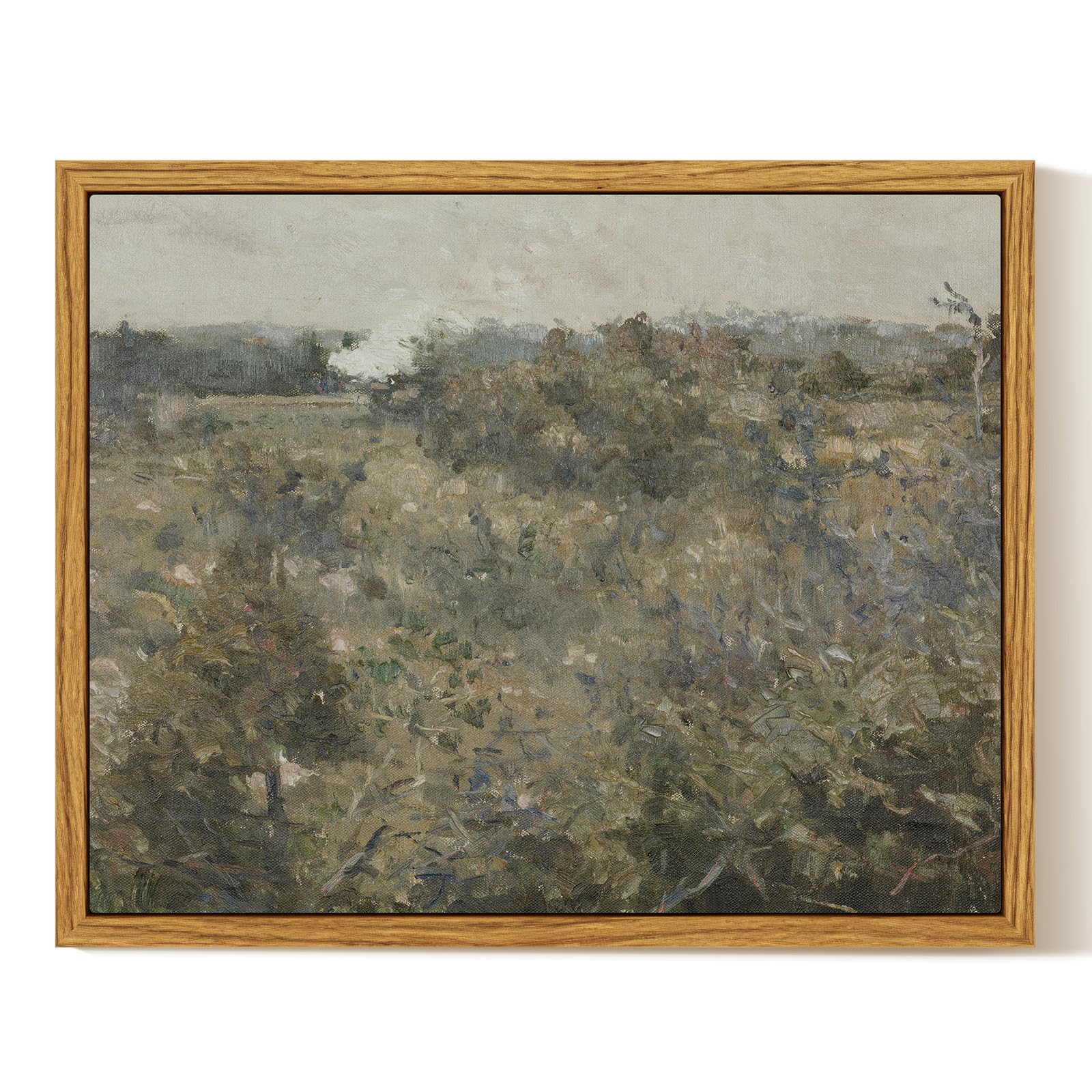 InSimSea Framed Canvas Wall Art Vintage Decor, Landscape Wall Art, Meadow with Flowers Art, Modern Farmhouse Decor, Cottagecore Bedroom Bathroom Office Decorations, 24"x36"