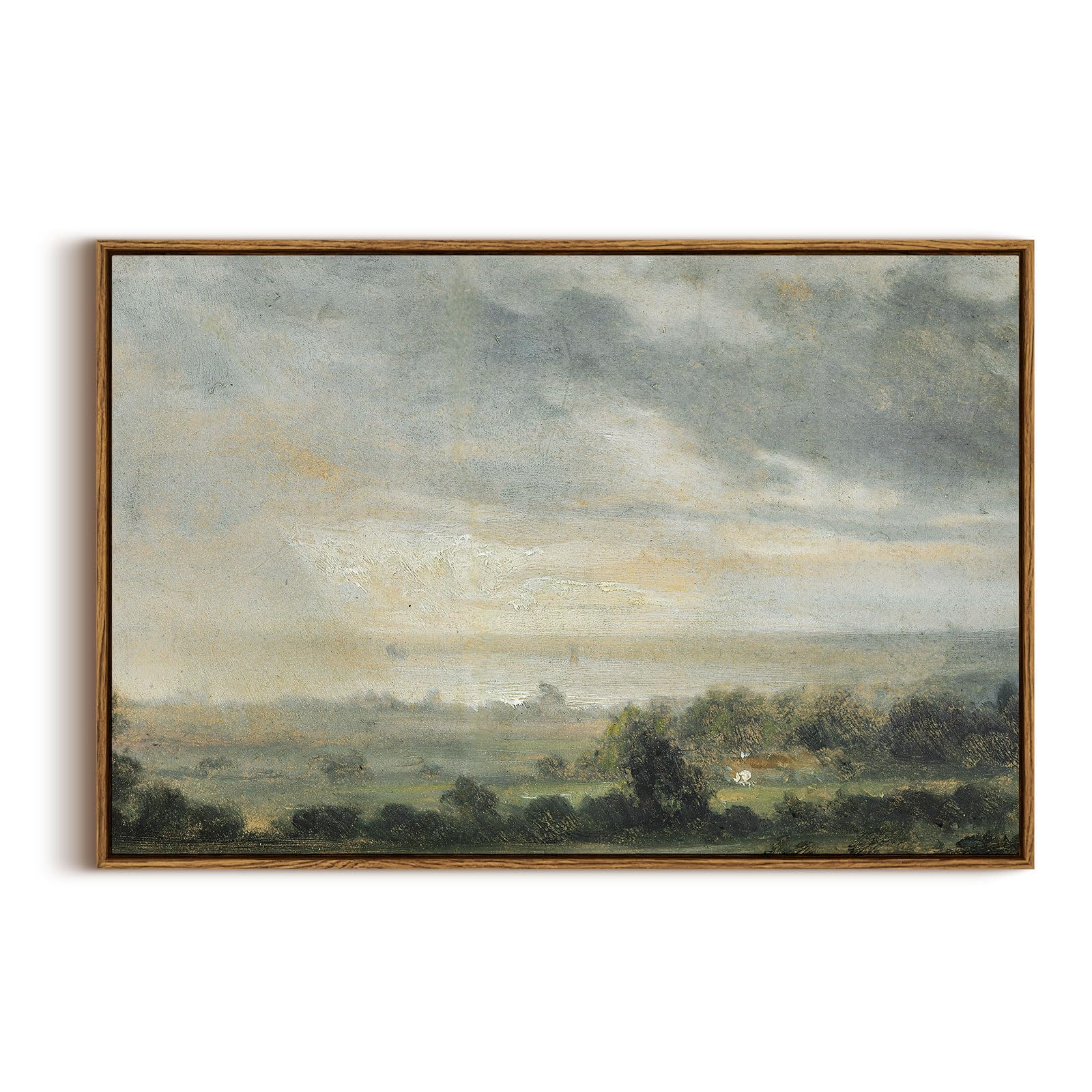 InSimSea Framed Canvas Wall Art Decor, Vintage Natue Landscape Art, Country Wilderness Painting Picture, Retro Decor for Bedroom Living Room, Office, Bathroom, Hallway, Room,12"x16"