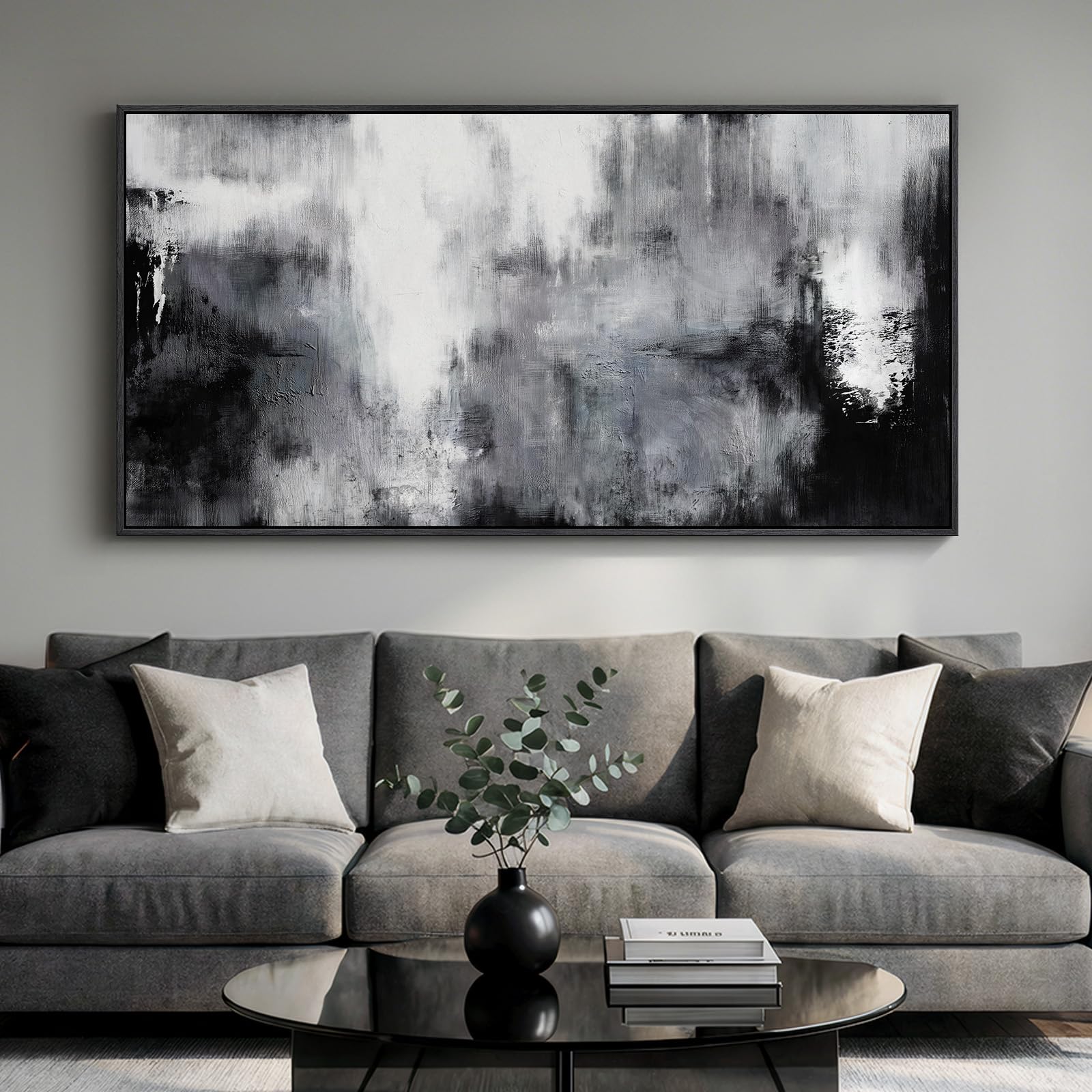 Large Framed Rustic Canvas Wall Art for Living Room, Brown Modern Abstract Landscape Prints Paintings Artwork for Walls, Horizontal Nature Pictures Wall Decor for Bedroom, Office, Farmhouse 30x60 In