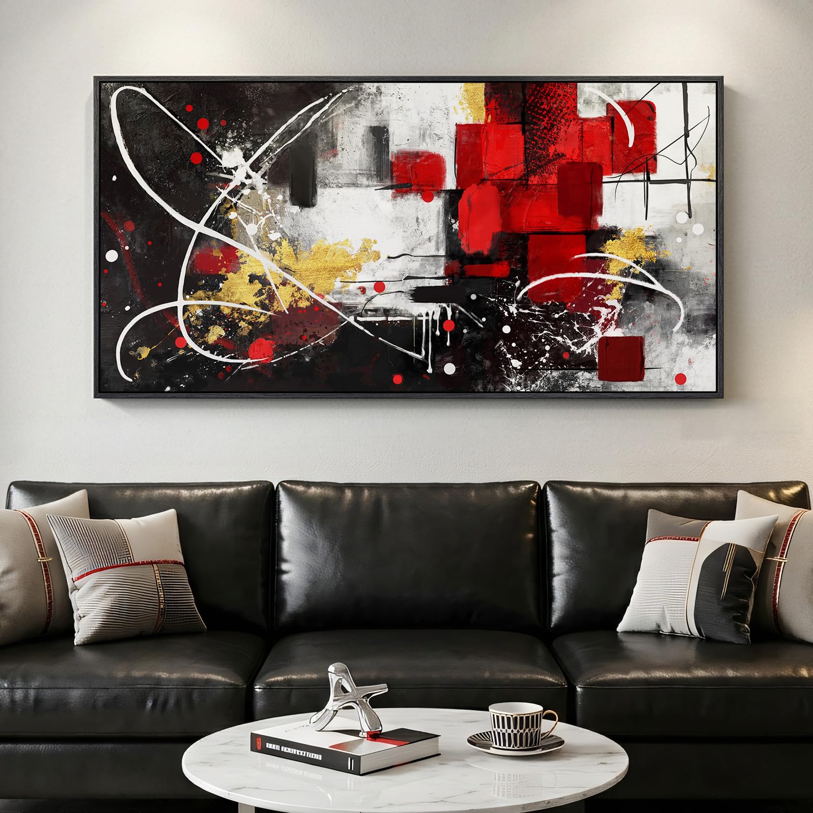 Large Framed Rustic Canvas Wall Art for Living Room, Brown Modern Abstract Landscape Prints Paintings Artwork for Walls, Horizontal Nature Pictures Wall Decor for Bedroom, Office, Farmhouse 30x60 In
