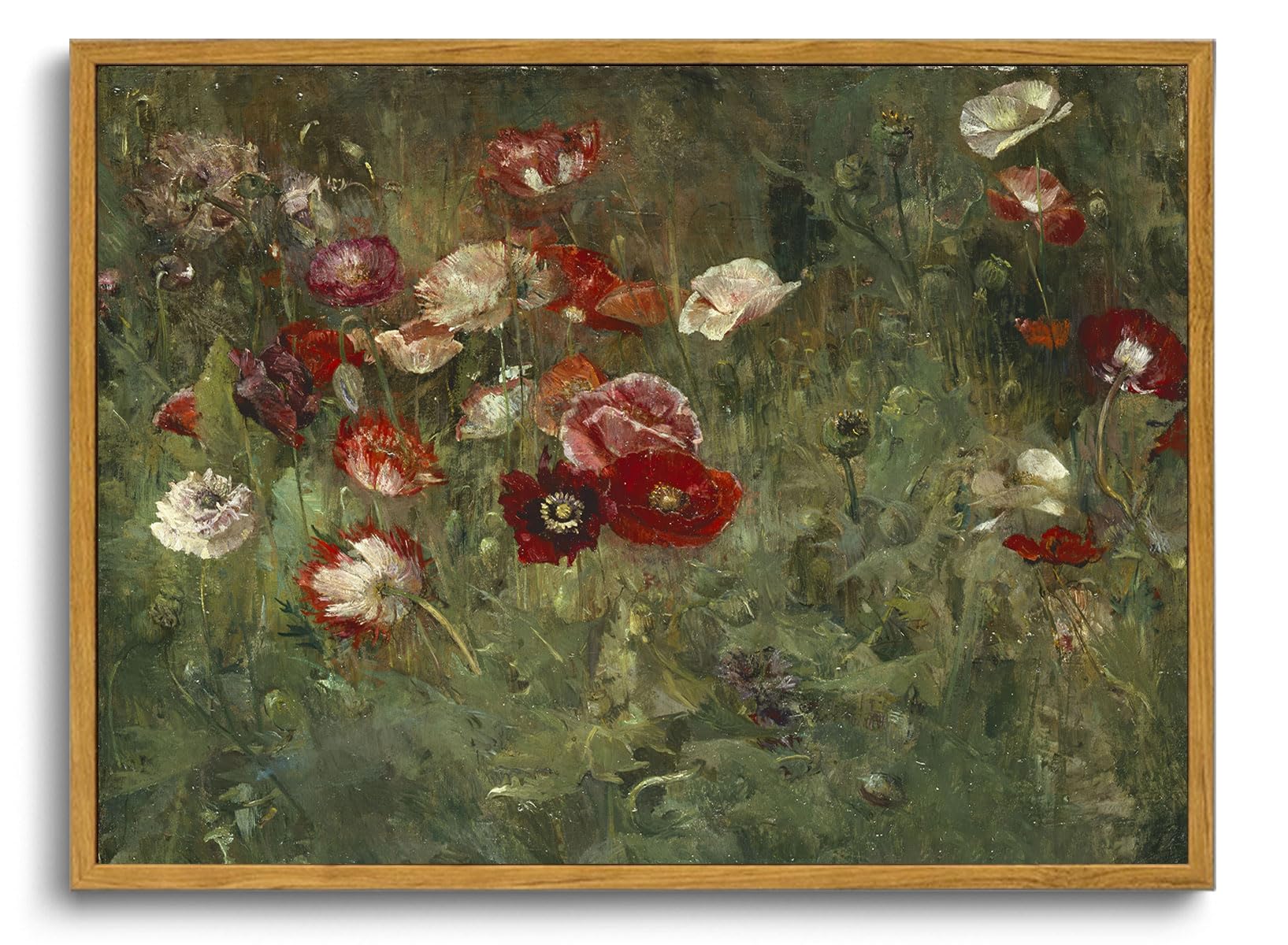 OIQArtOIQ Framed Canvas Wall Art,Vintage Decor,Landscape Nature Country Wildflower Paintings Farmhouse Pictures Modern Artwork Rustic Fall Flower Prints Cottagecore Office Living Room Bedroom Bathroom