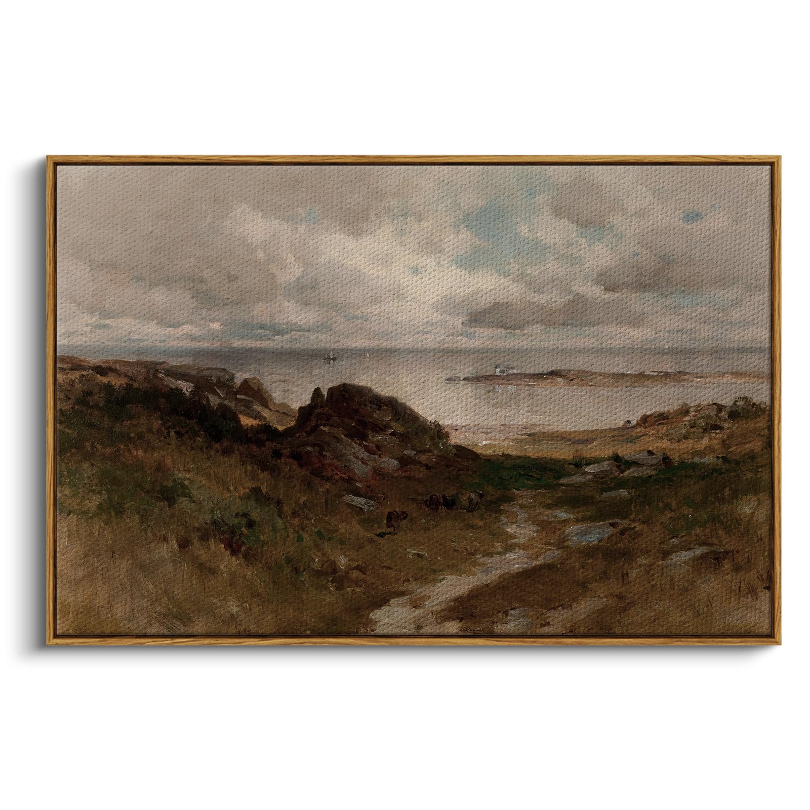 InSimSea Framed Canvas Wall Art Decor, Vintage Natue Landscape Art, Country Wilderness Painting Picture, Retro Decor for Bedroom Living Room, Office, Bathroom, Hallway, Room,12"x16"
