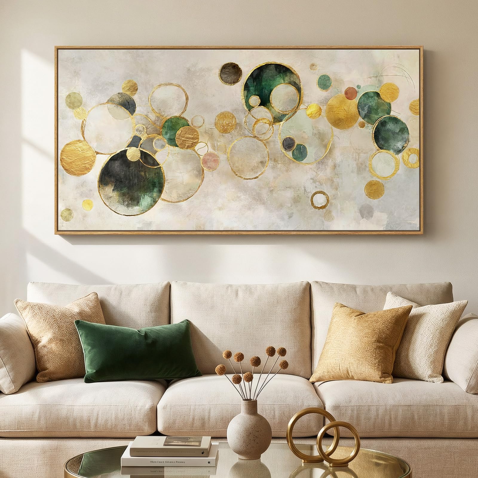 Large Framed Rustic Canvas Wall Art for Living Room, Brown Modern Abstract Landscape Prints Paintings Artwork for Walls, Horizontal Nature Pictures Wall Decor for Bedroom, Office, Farmhouse 30x60 In