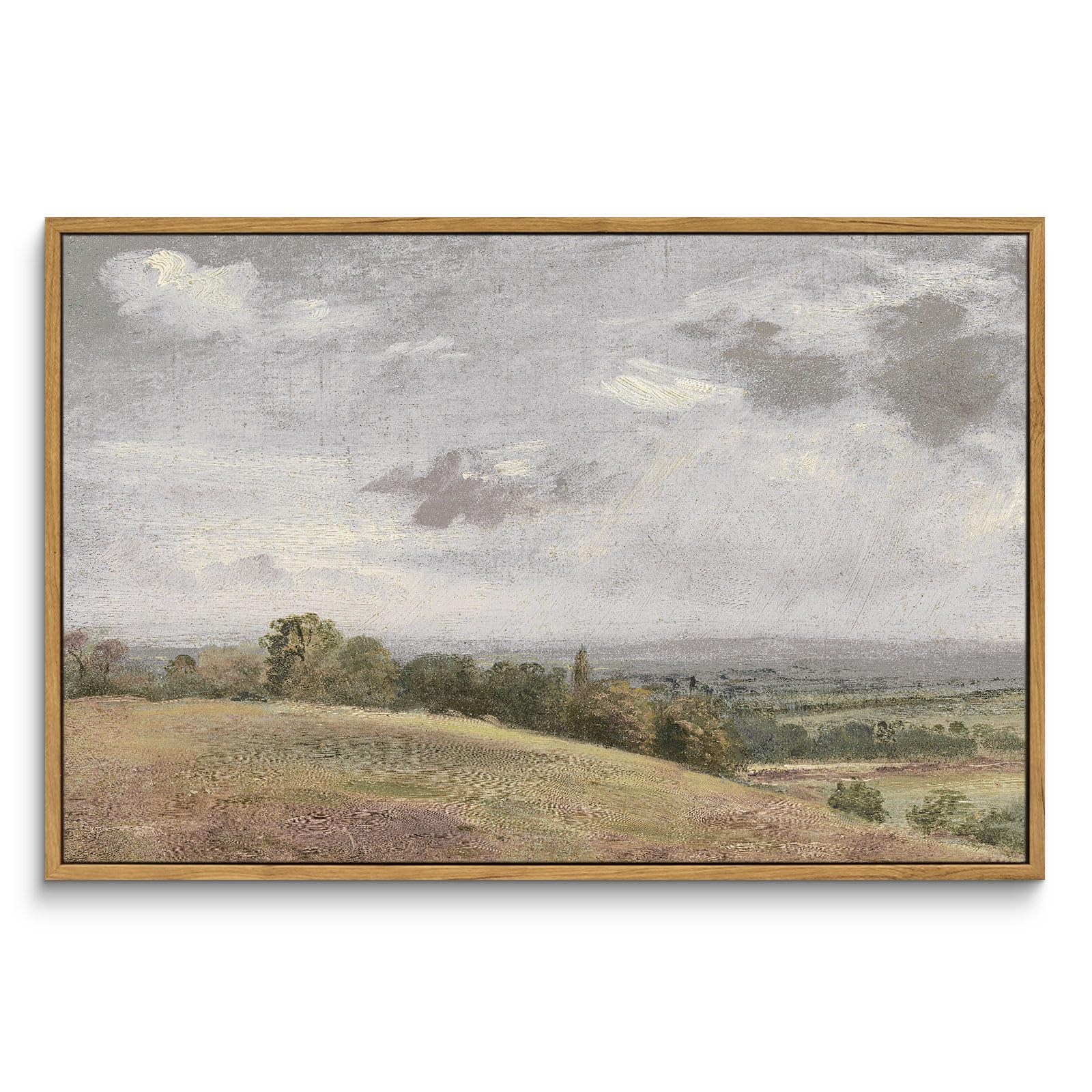 InSimSea Framed Canvas Wall Art Vintage Decor, Landscape Wall Art, Meadow with Flowers Art, Modern Farmhouse Decor, Cottagecore Bedroom Bathroom Office Decorations, 24"x36"