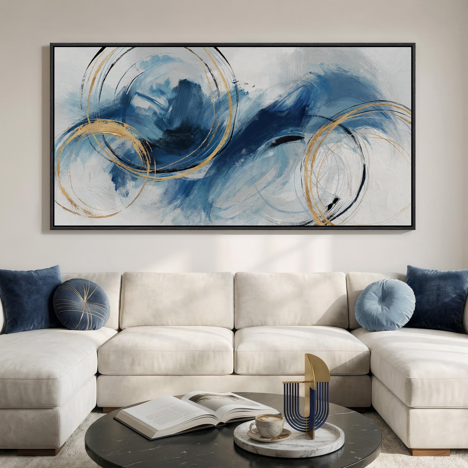 Large Framed Rustic Canvas Wall Art for Living Room, Brown Modern Abstract Landscape Prints Paintings Artwork for Walls, Horizontal Nature Pictures Wall Decor for Bedroom, Office, Farmhouse 30x60 In