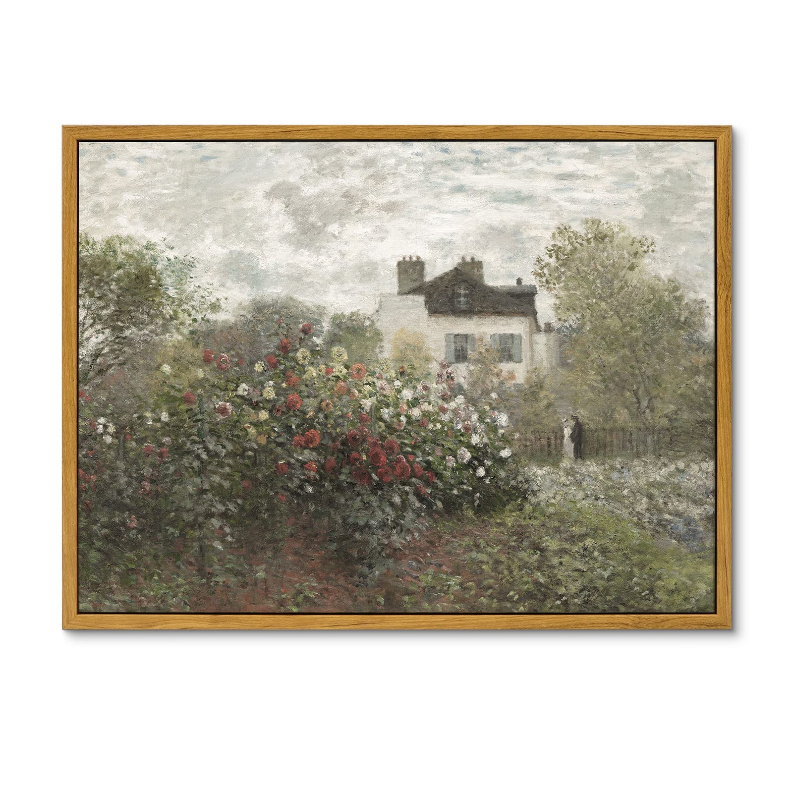 InSimSea Framed Canvas Wall Art Vintage Decor, Landscape Wall Art, Meadow with Flowers Art, Modern Farmhouse Decor, Cottagecore Bedroom Bathroom Office Decorations, 24"x36"