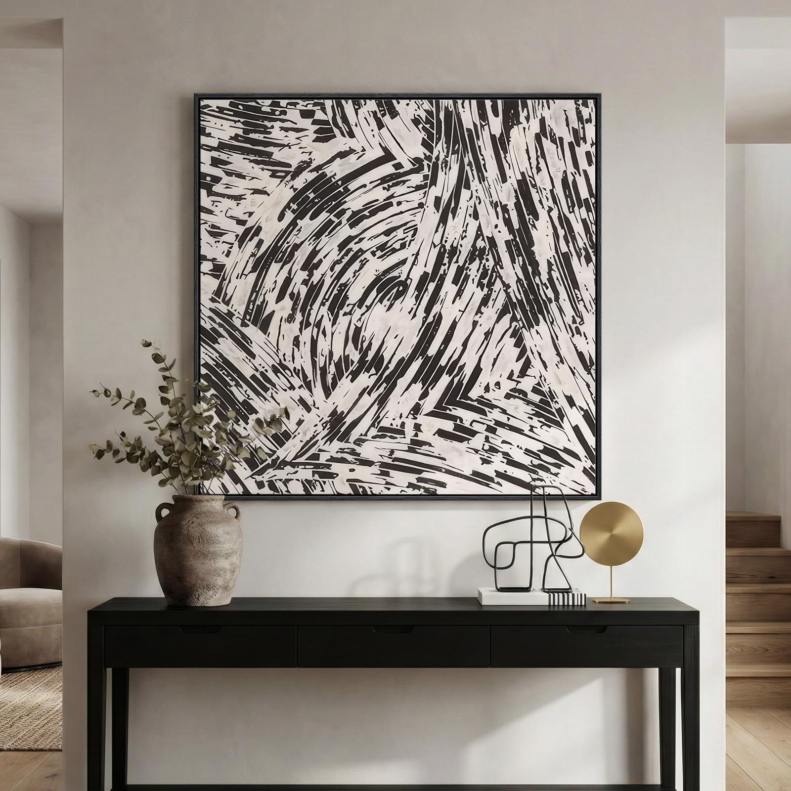 Large Framed Rustic Canvas Wall Art for Living Room, Brown Modern Abstract Landscape Prints Paintings Artwork for Walls, Horizontal Nature Pictures Wall Decor for Bedroom, Office, Farmhouse 30x60 In